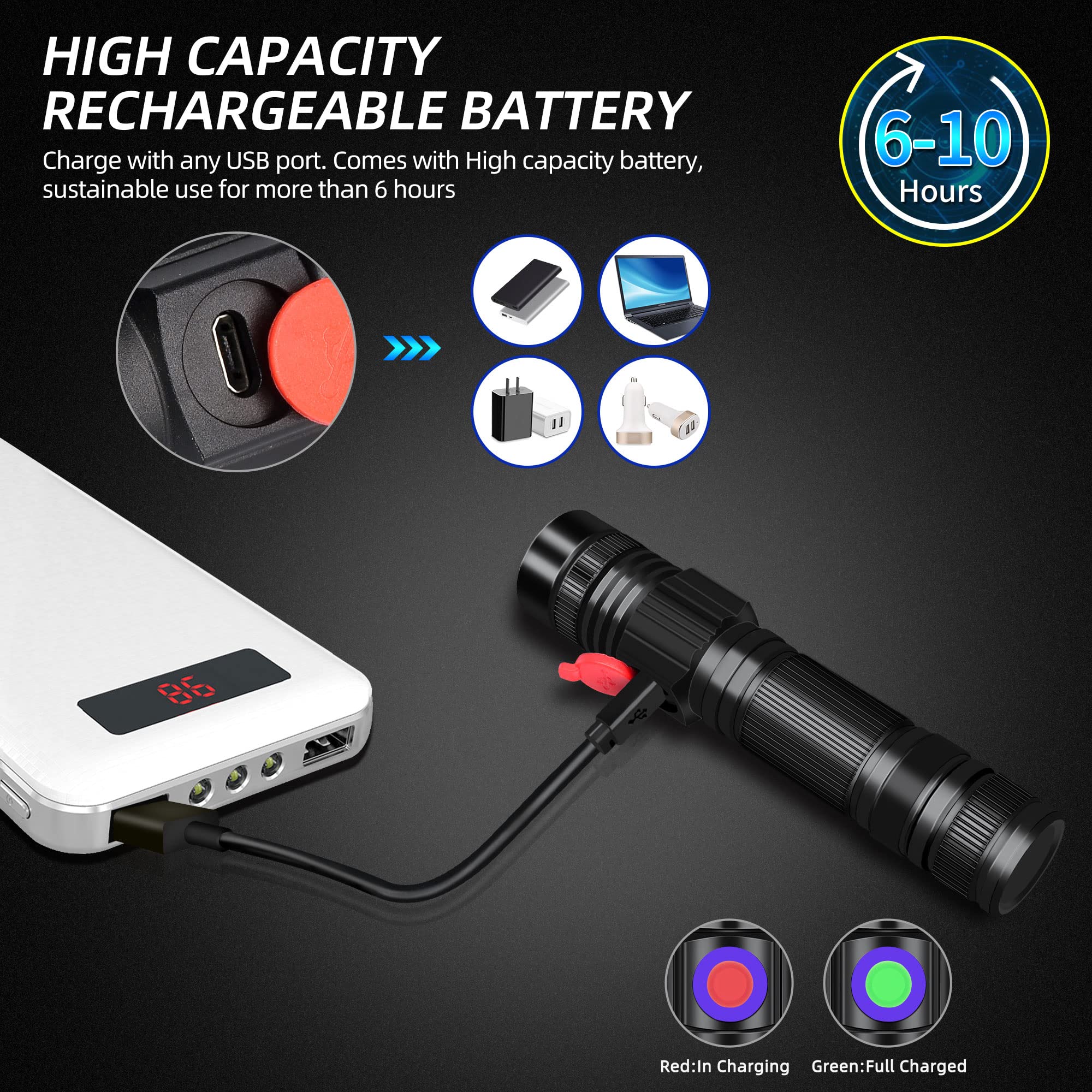 DARKBEAM UV Flashlight 365nm & 395nm, Rechargeable Portable Blacklight, Pocket Size, Aluminum, 2 Pack