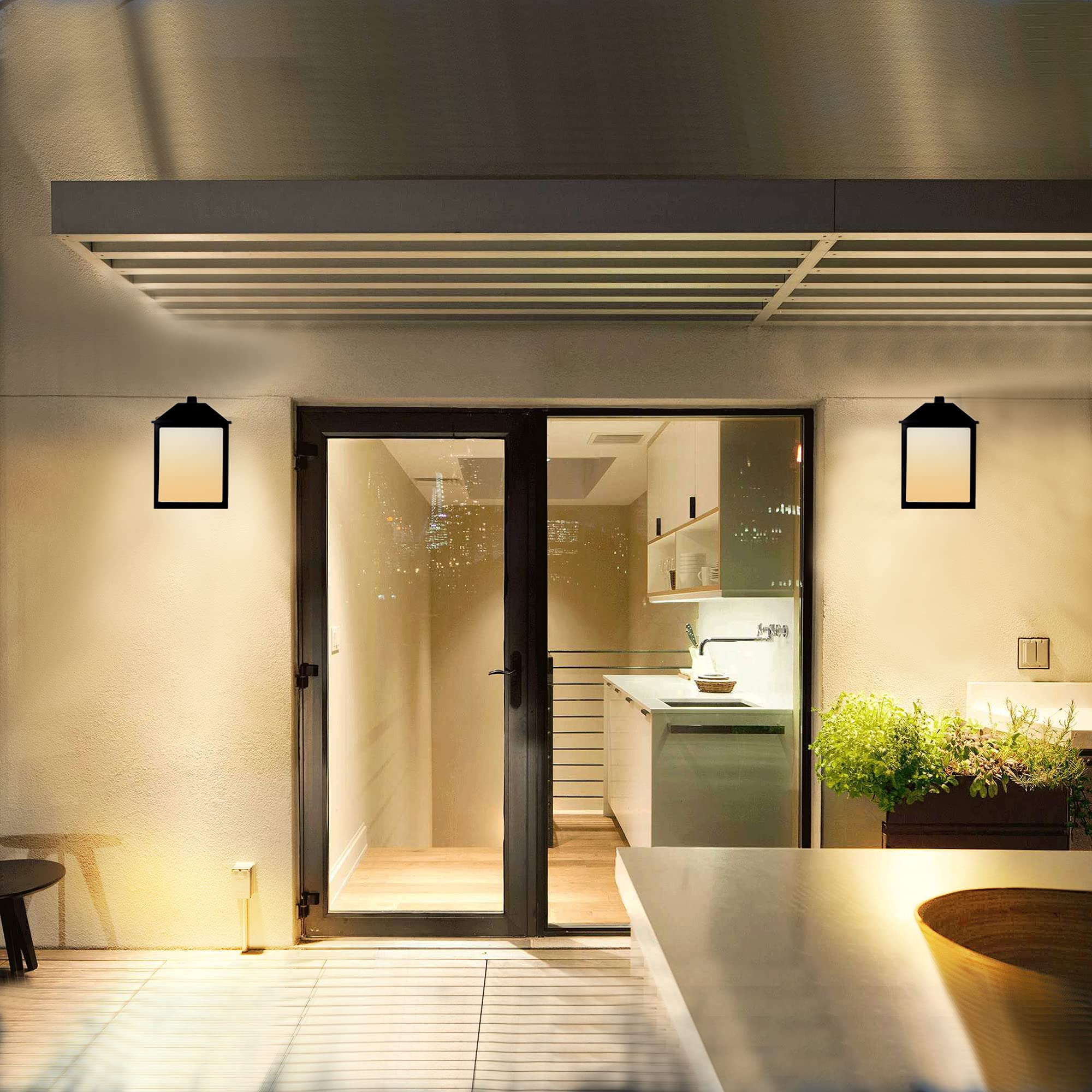 UME LED Outdoor Wall Lantern, Waterproof Black Sconce Light Fixture for Porch, Entryway, Garage