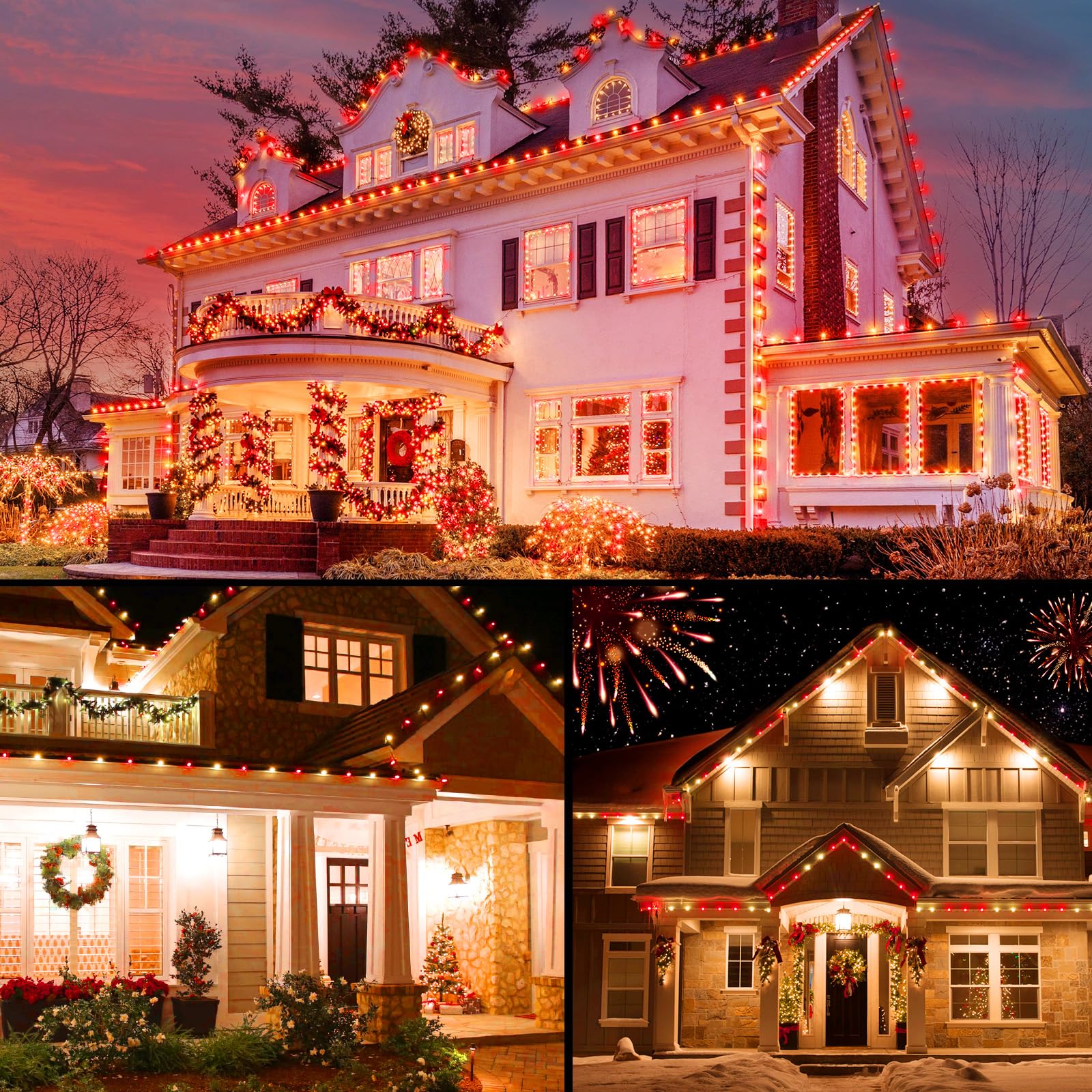 Brightown C9 LED Christmas String Lights, 33ft 50 Waterproof Lights, Red and Warm White, Green Wire for Indoor/Outdoor Decor