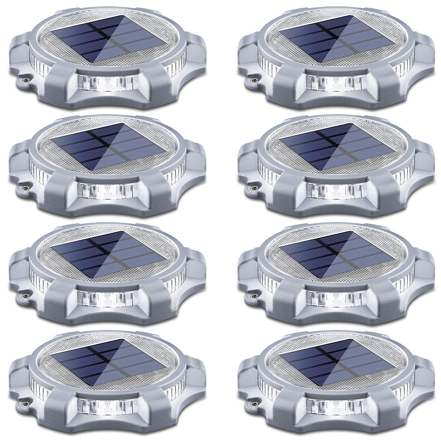 SIEDiNLAR Solar Deck Lights LED Waterproof 8 Pack Aluminum Cool White & Warm White Model SD0312G-WA-8PK