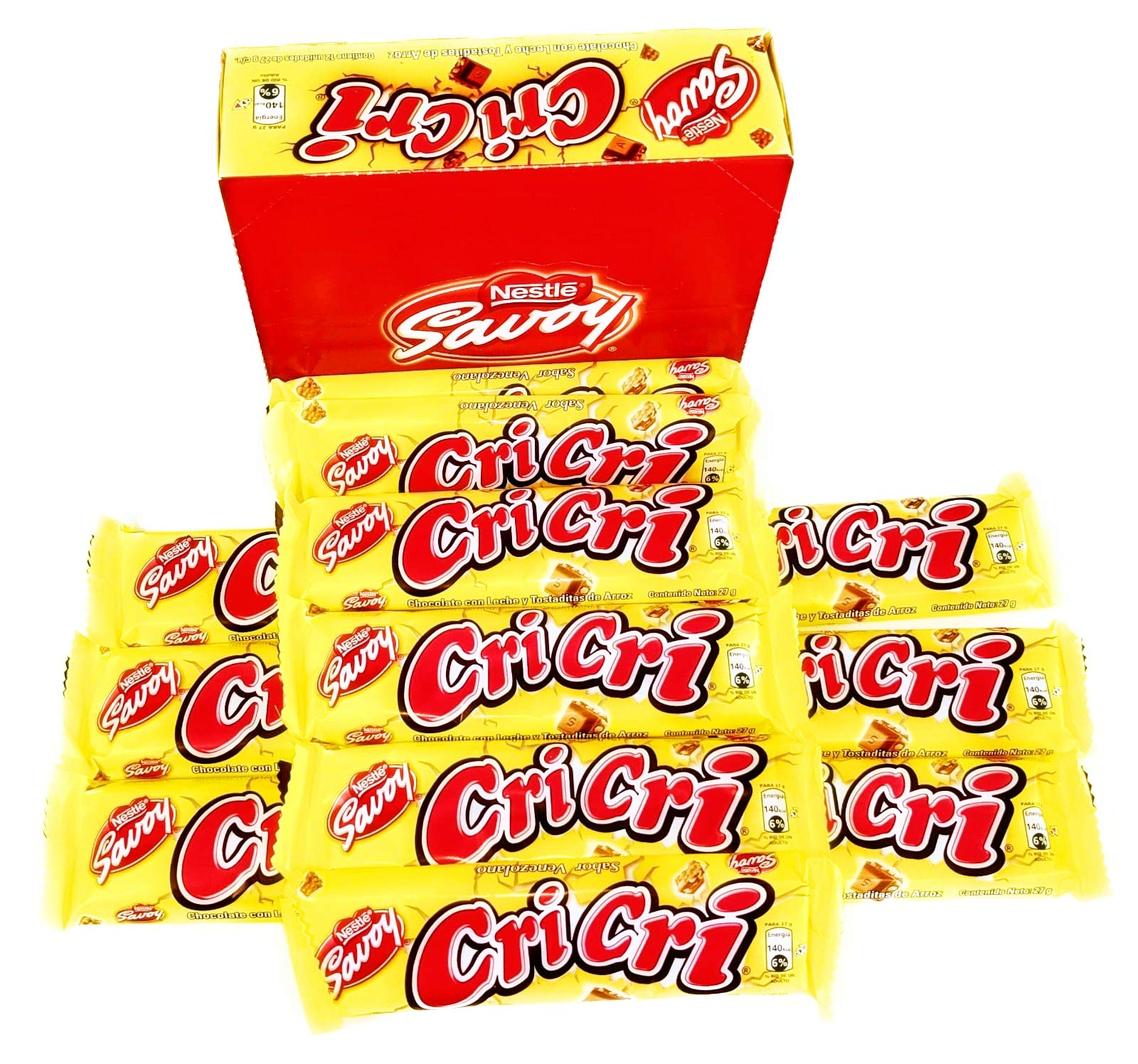 Savoy Chocolate Cri-Cri, 12 Bars of 27g (0.95 oz) - Authentic Venezuelan Treat