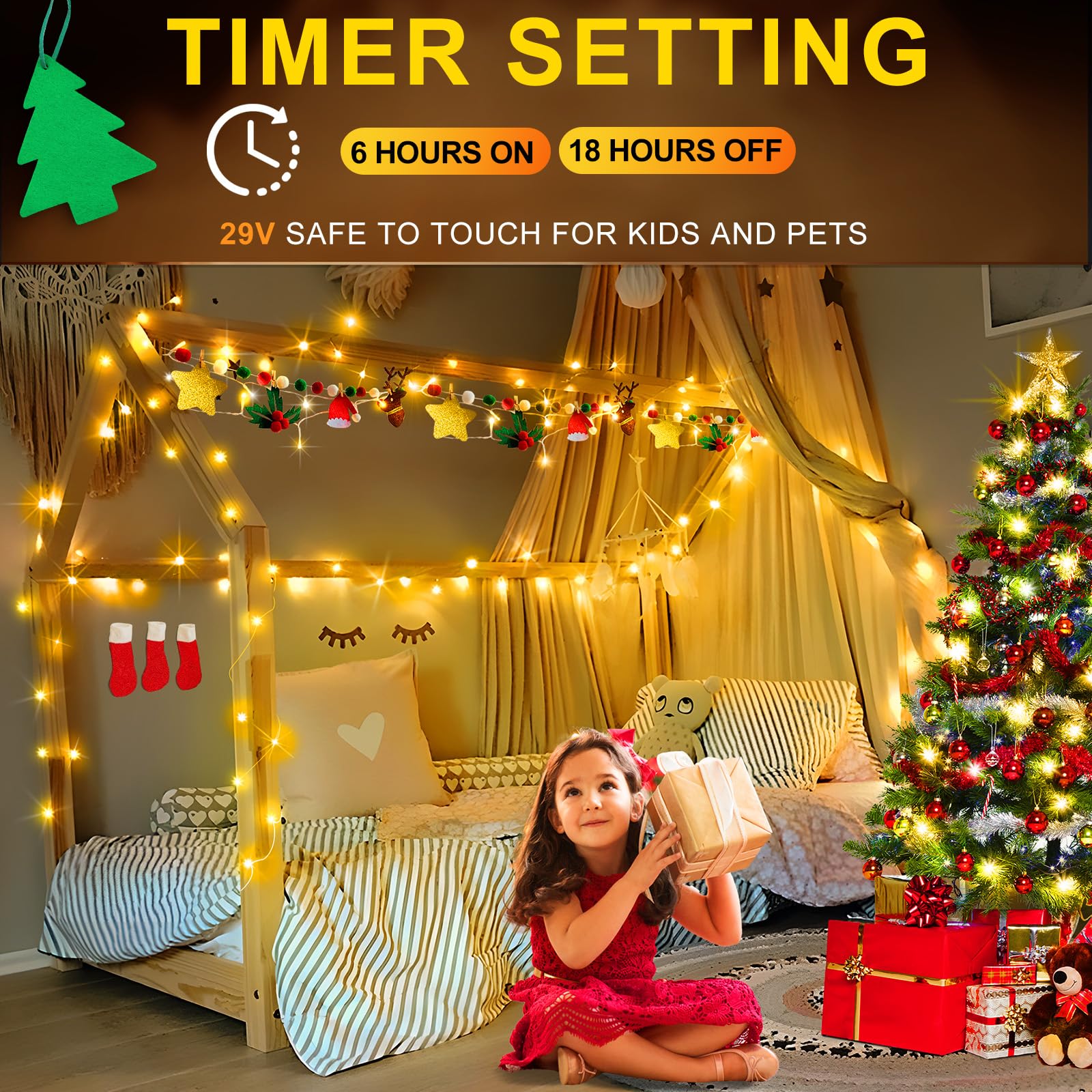 KNONEW Outdoor Christmas String Lights 300 LED 99ft Warm White Waterproof Fairy Lights 8 Modes Model 68KN-168LIG-NIU