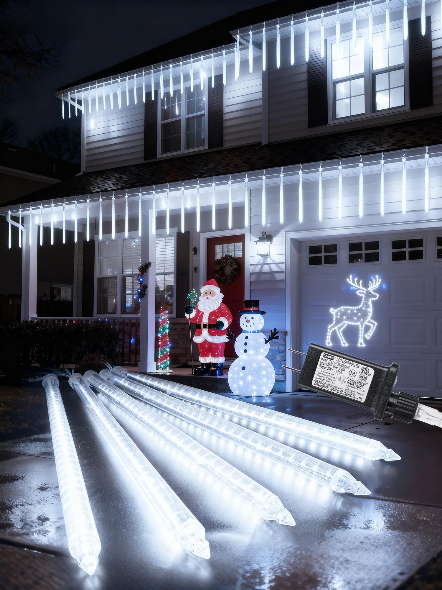 Flacchi Icicle Lights - 20in 5 Tube, 270 LED Cool White Waterproof Christmas Decorations, Model GP-SW050DC1200T-IP44