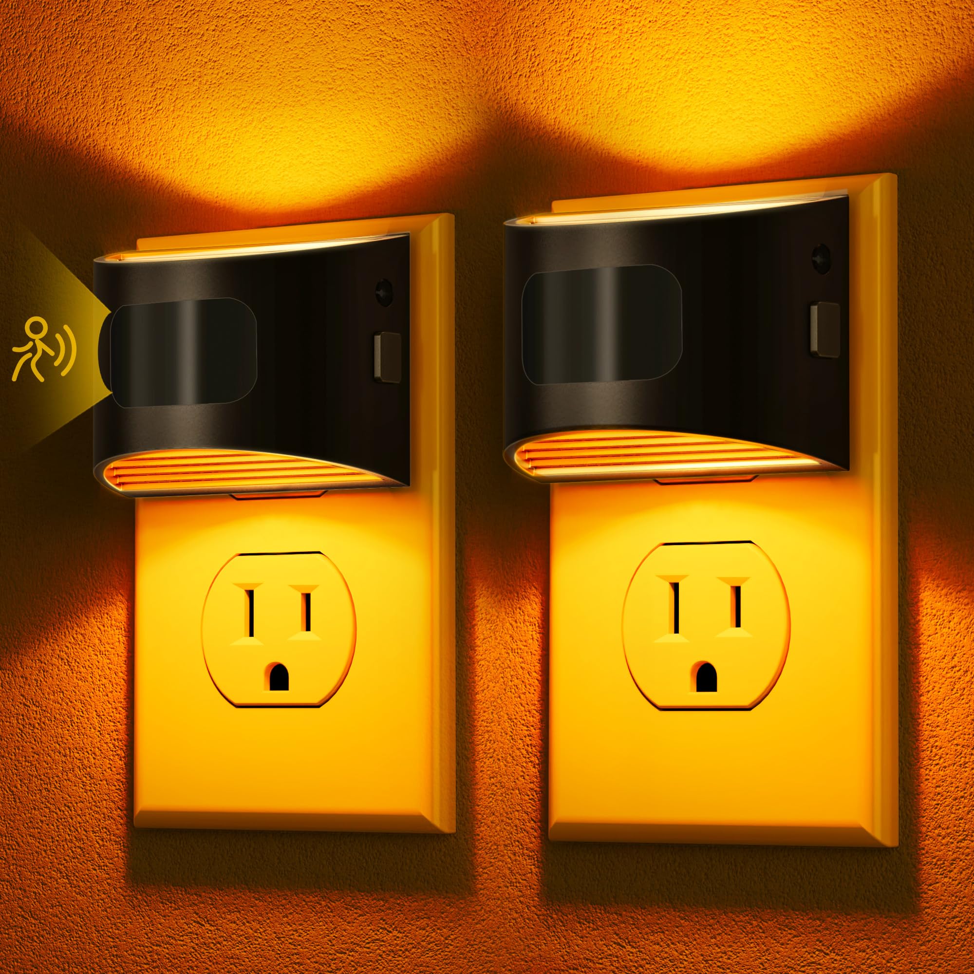 DORESshop LED Night Light[2 Pack]  Night Lights Plug into Wall  3 Mode Plug in Night Light with Motion Sensor  Dusk to Dawn Sensor  Nightlights for For Mature Userss  Bedroom  Bathroom  Hallway  Amber