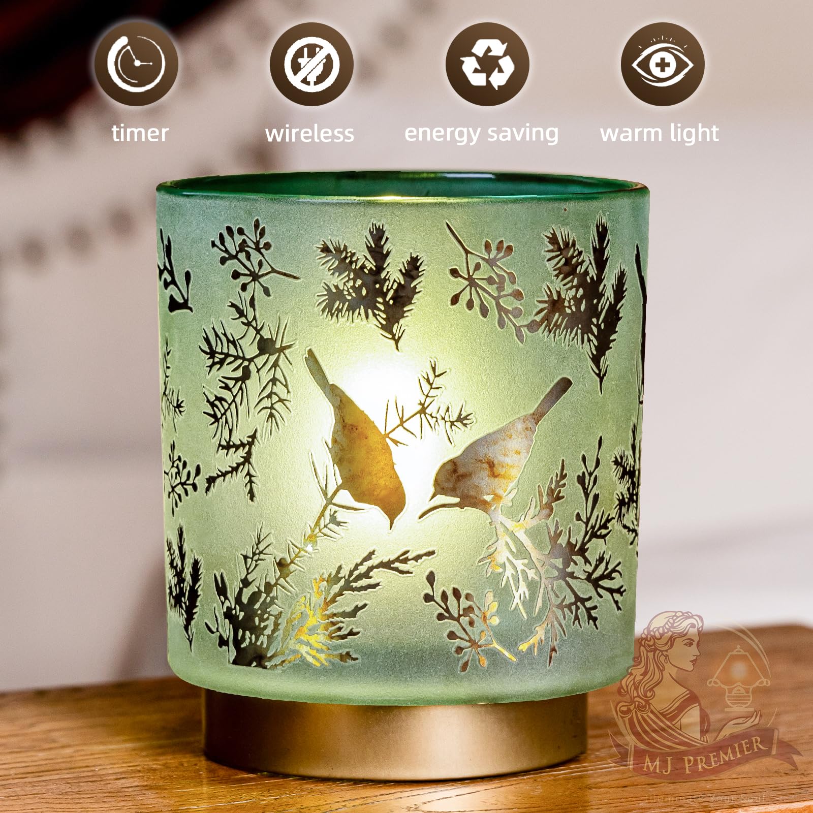 Mj Premier 7'' Battery Operated Cordless Table Lamp - Emergency Decorative Bird Accent Lamp