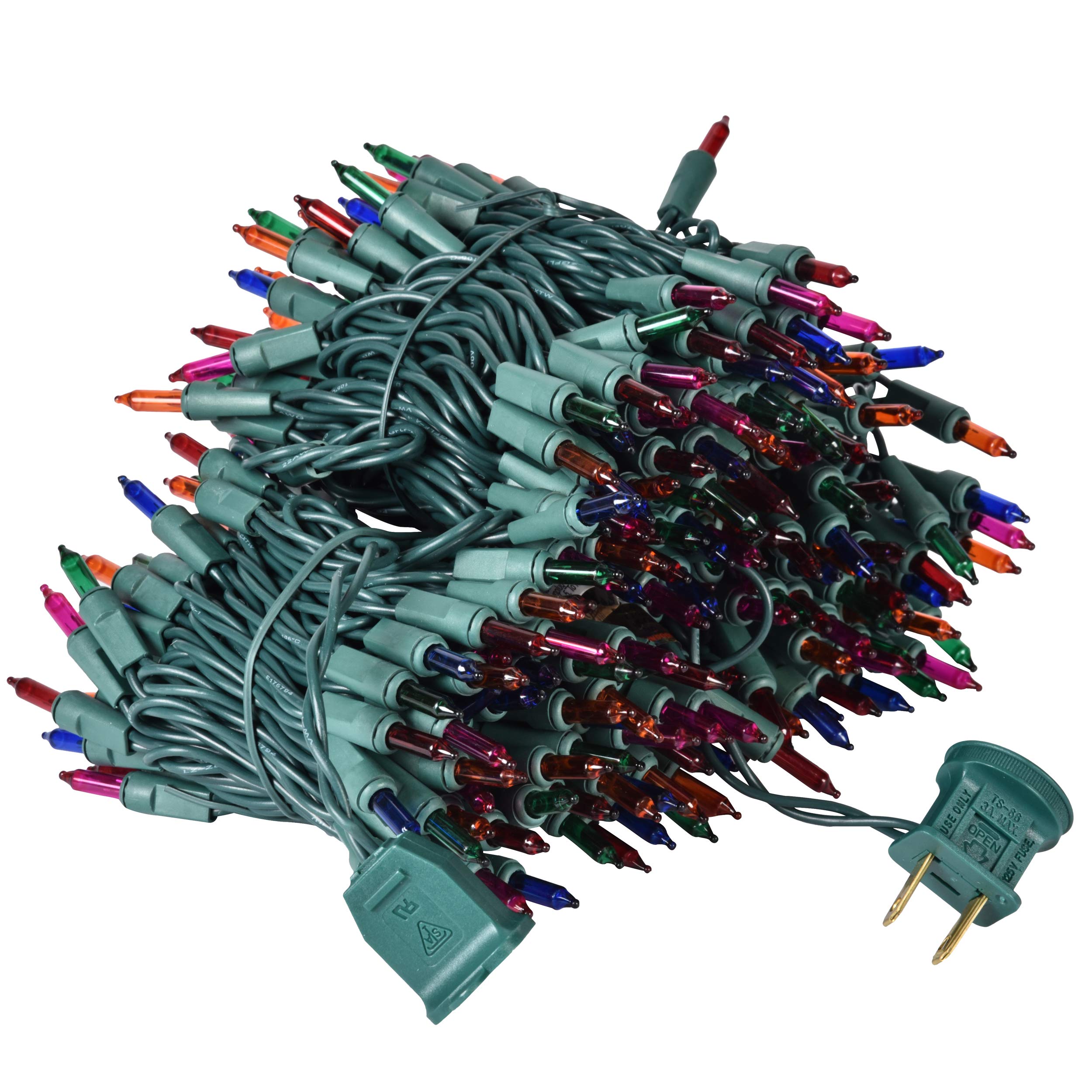 Holiday Essence 300 Multi-Color Christmas Lights, With Green Wire - Professional Grade For Indoor/Outdoor Use - Static + Flashin