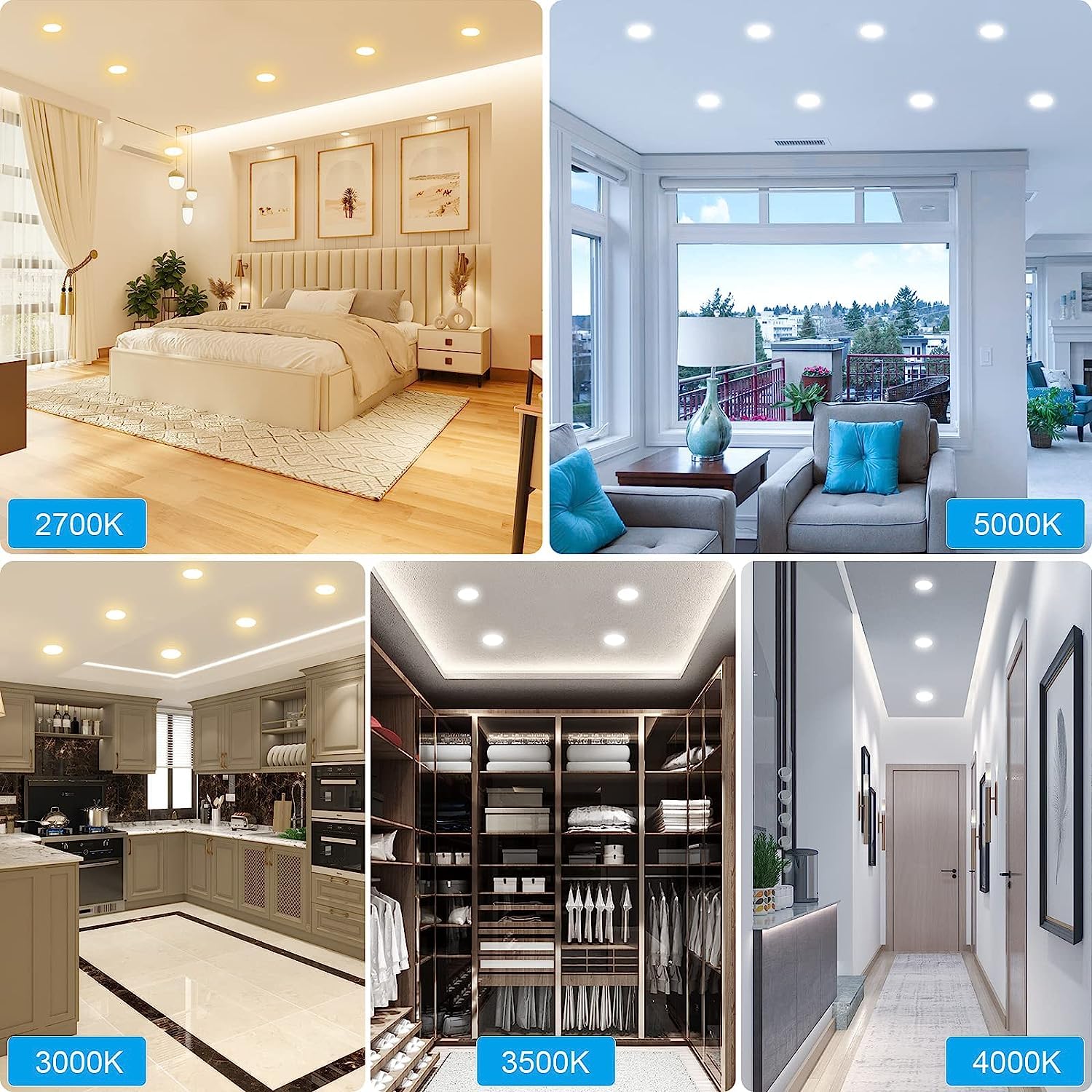 Miootly 24Pack Ultra-Thin 6" LED Ceiling Light Fixture, Dimmable, 12W, Selectable 2700K-5000K, Glass, Modern Design