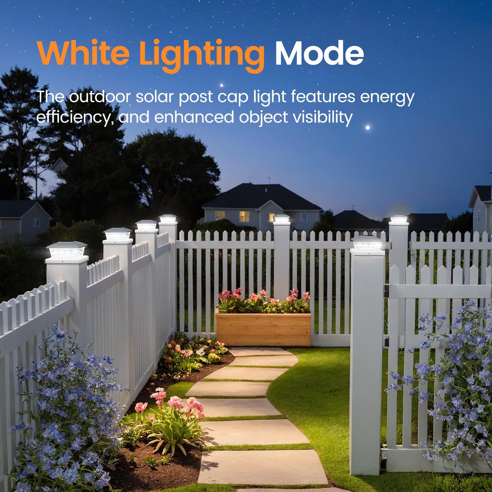 APONUO Solar Post Cap Lights 16 LEDs 2 Lighting Modes for 4x4 5x5 6x6 Posts, Waterproof, White, 12 Pack