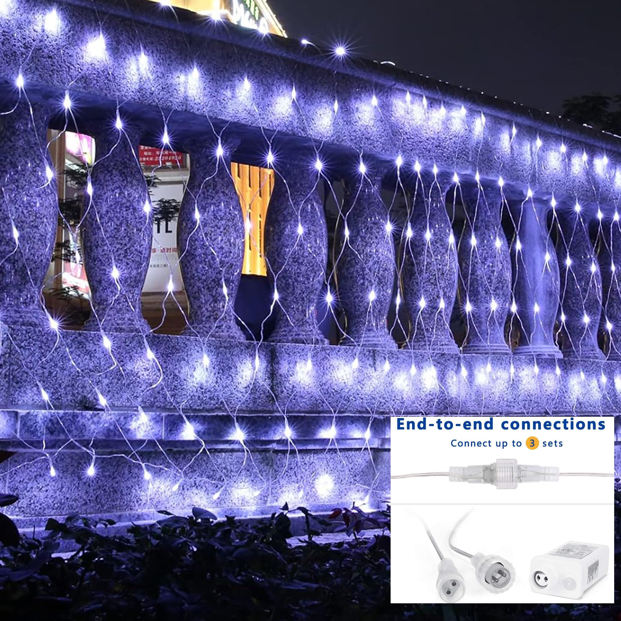 Joomer 2 Pack 12Ft X 5Ft 360 Led Christmas Net Lights, 8 Modes Bush Mesh Lights Connectable, Timer, Waterproof For Christmas Trees, Bushes, Garden, Outdoor Decorations (Clear Wire, White)