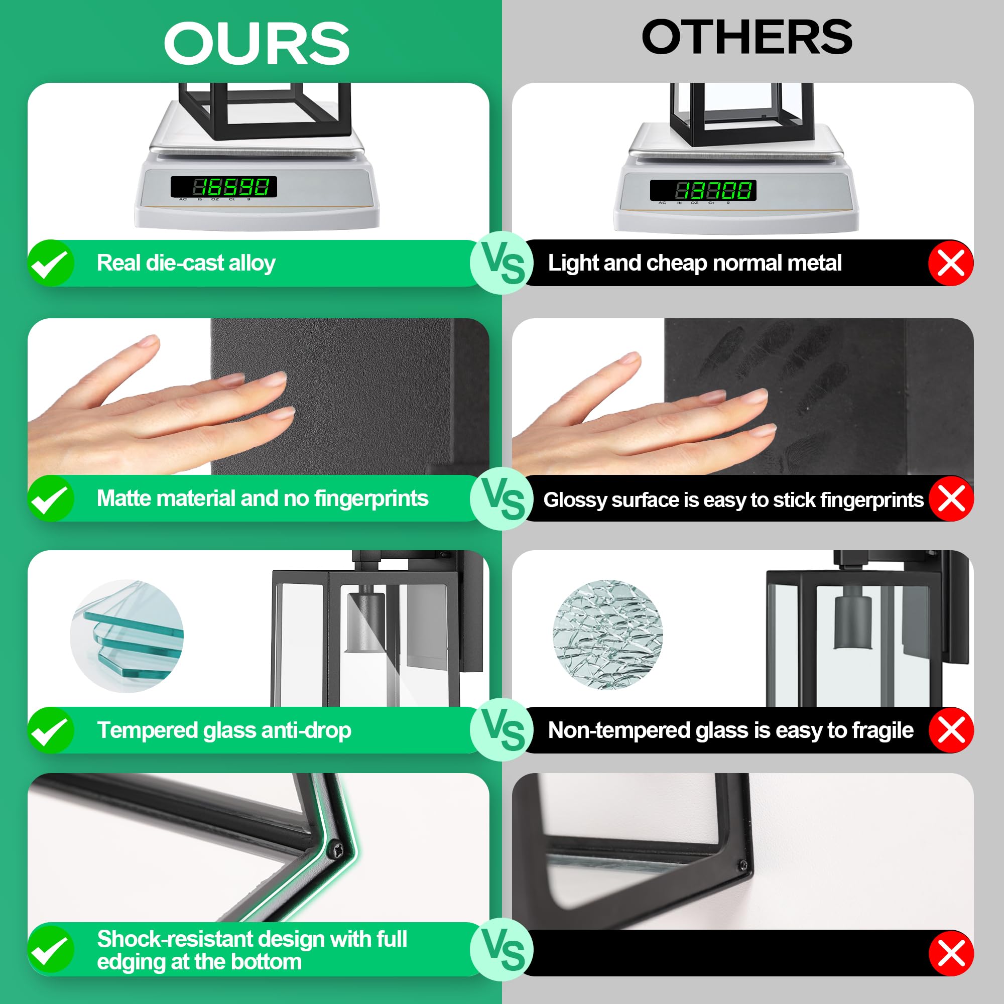 Partphoner Exterior Lighting Fixtures, Porch Light Outdoor, Waterproof Exterior Light Fixture, Anti-Rust Wall Sconce With Clear