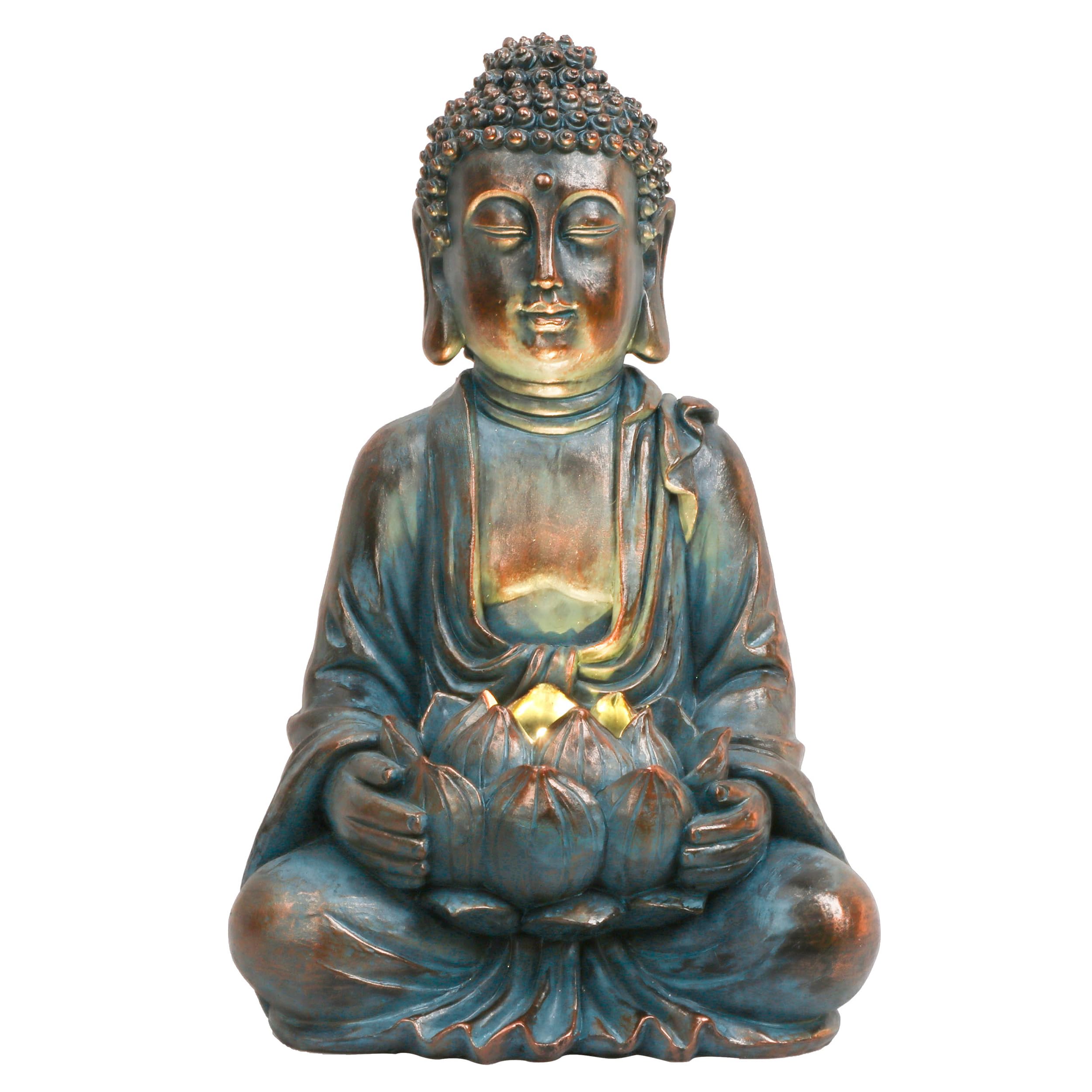 TERESAS COLLECTIONS Meditating Buddha Statue for Garden Decor with Outdoor Solar Lights  Large Resin Outdoor Decor Garden Statue Sculpture for Home Lawn Yard Decor Gifts for Dad and Mom  7.1