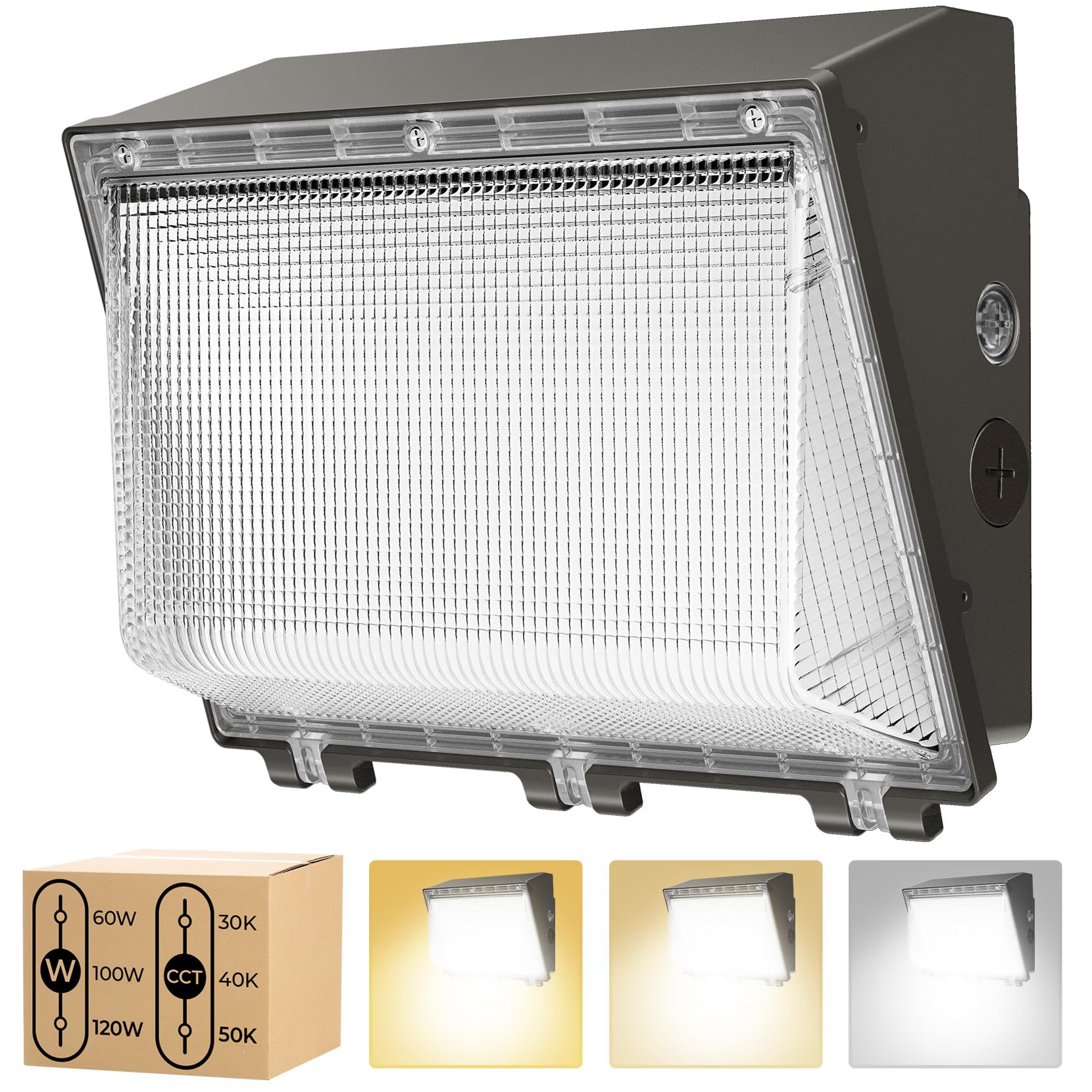CINOTON 90W LED Wall Pack Light with Dusk to Dawn Sensor, [100-277V] IP65 Outdoor LED Security Flood Lighting for Parking Lot Wa