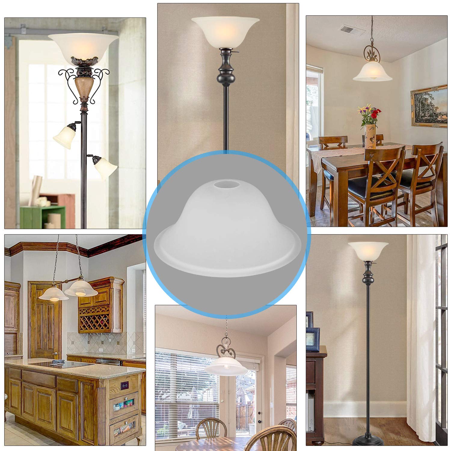 Giluta Small Floor Lamp Glass Shade Replacement Globe - Frosted Glass, 4.13in Height, 9.45in Width, Model A00040