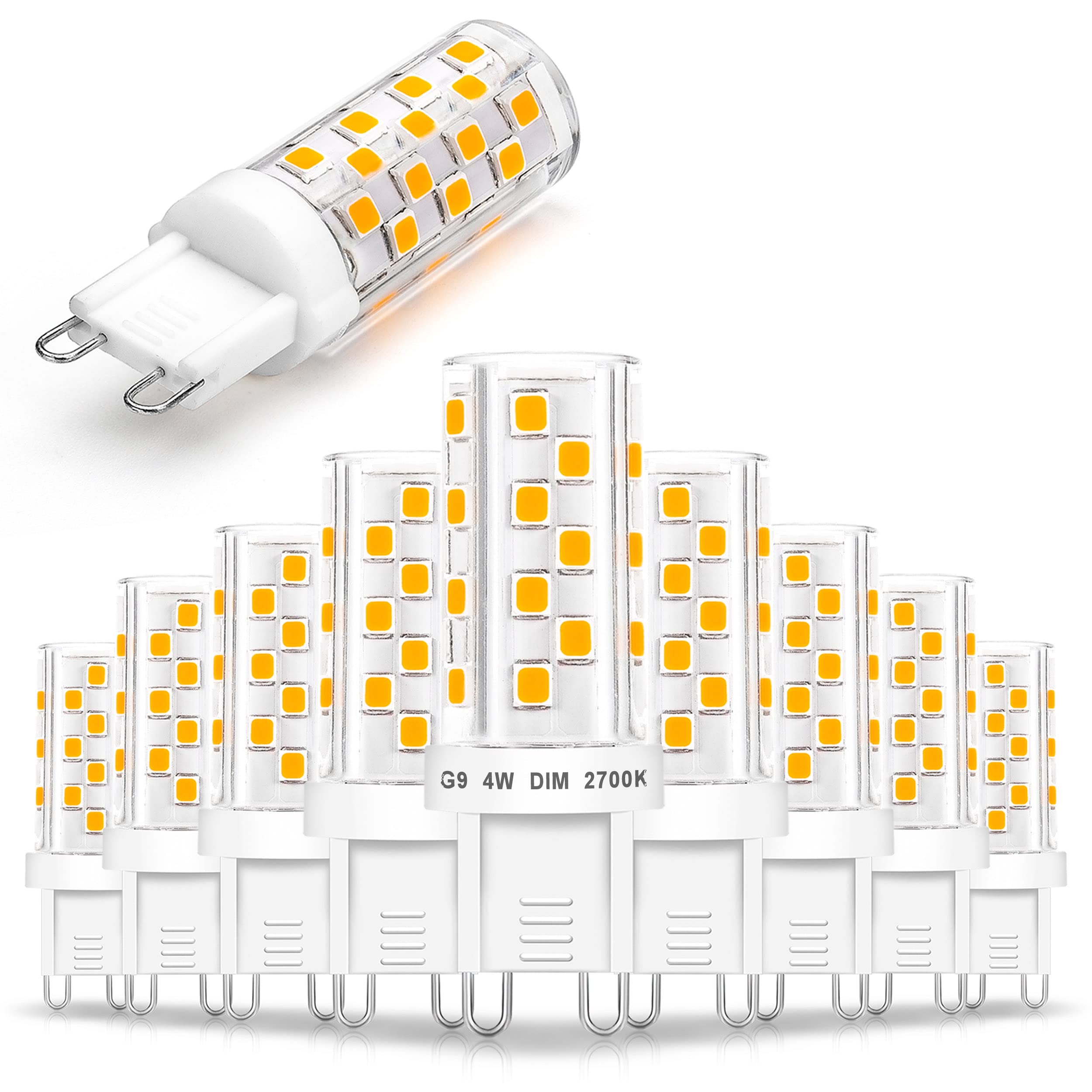 Ziomitus G9 LED Bulbs 4W Dimmable Halogen Replacement 10 Pack 2700k Warm White Ceramic