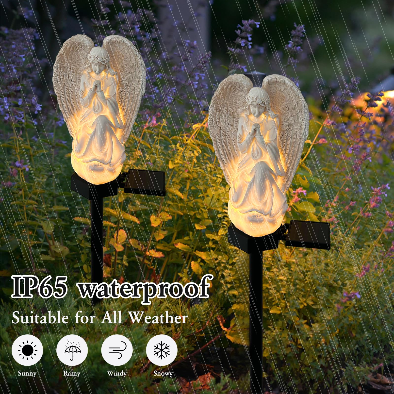 Laiamer Solar Garden Angel Lights, Waterproof Outdoor Garden Angels Statue Decorations Angel Solar Lights For Cemetery Gravesite