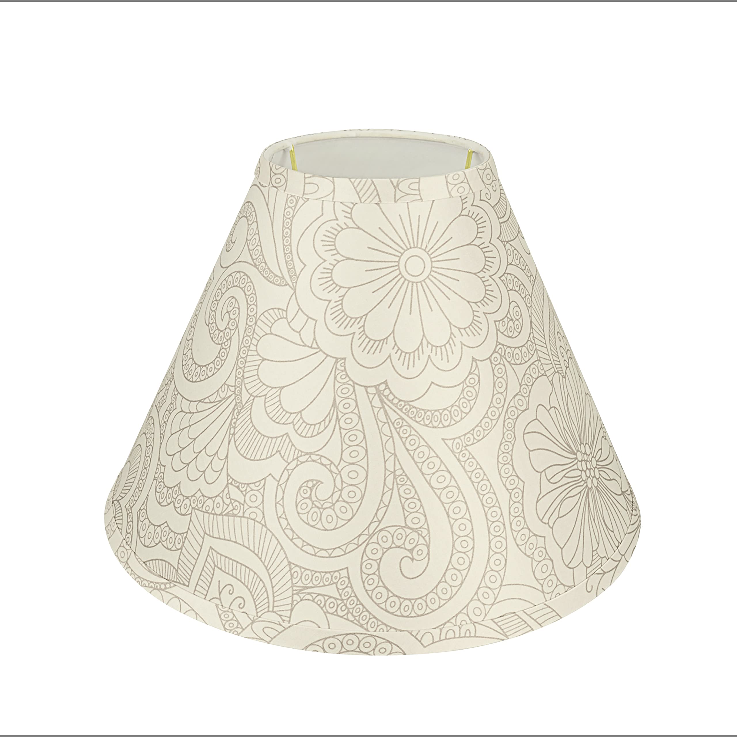 Aspen Creative 58941, Empire Uno Lamp Shade, White & Grey, 5&quot; Top X 13&quot; Bottom X 9.5&quot; Slant Height, Slip Uno 33Mm