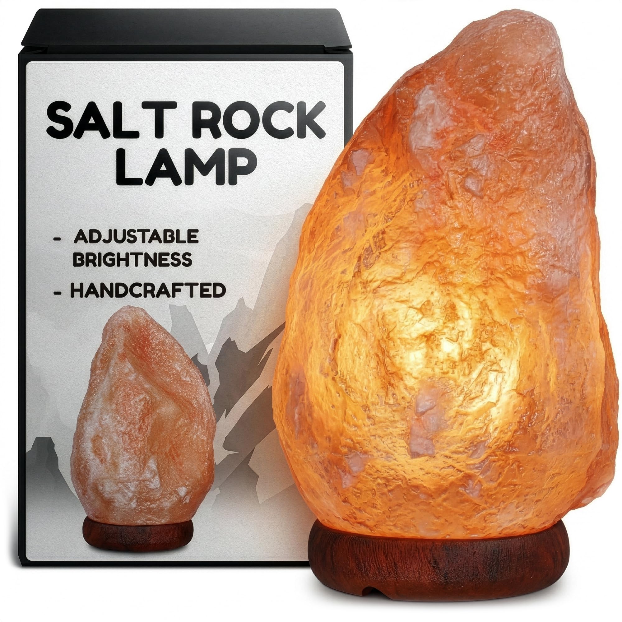 Himalayan Salt Rock Lamp with Dimmer - Hand-Carved Himalayan Salt Lamp Night Light 5.5-7 with Adjustable Warm Glow for Sleep & R