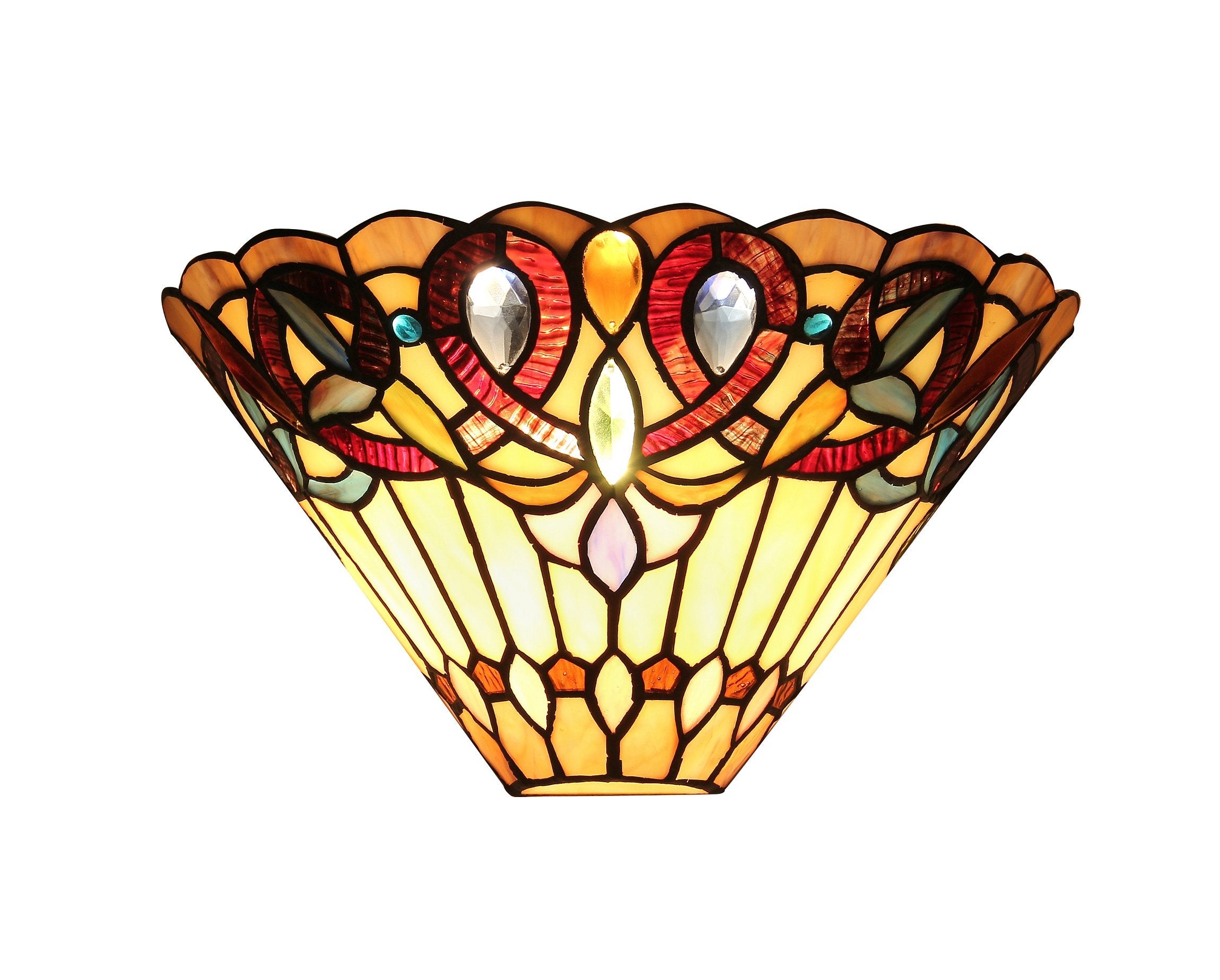 CHLOE Ambrose Tiffany-Style Mission Wall Sconce 1-Light 6.5inx11.9inx5.9in Black, Model CH33318VI12-WS1, Glass