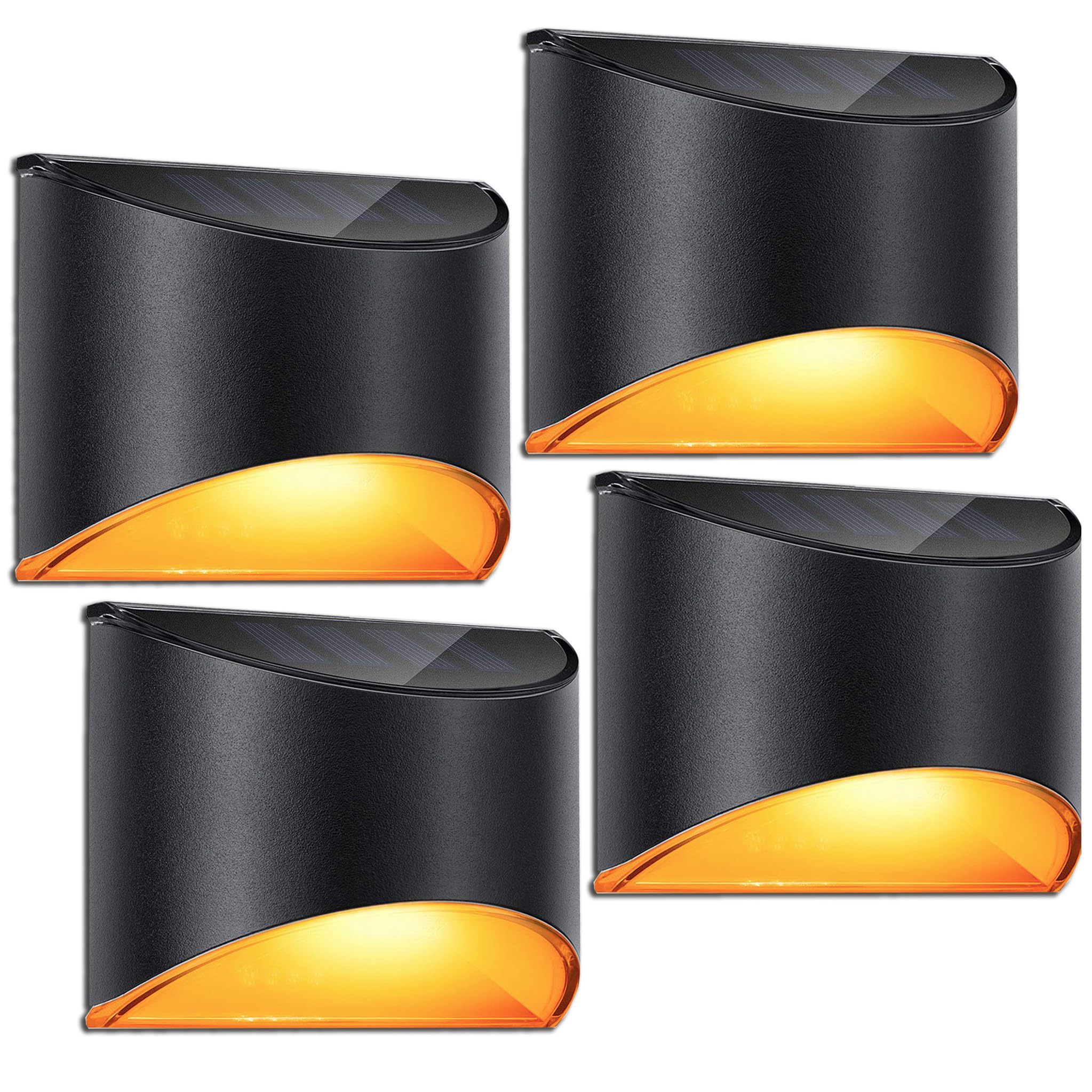 LeiDrail Solar Step Lights Outdoor LED Landscape Lighting Waterproof Black 4 Pack Model LD0199AB