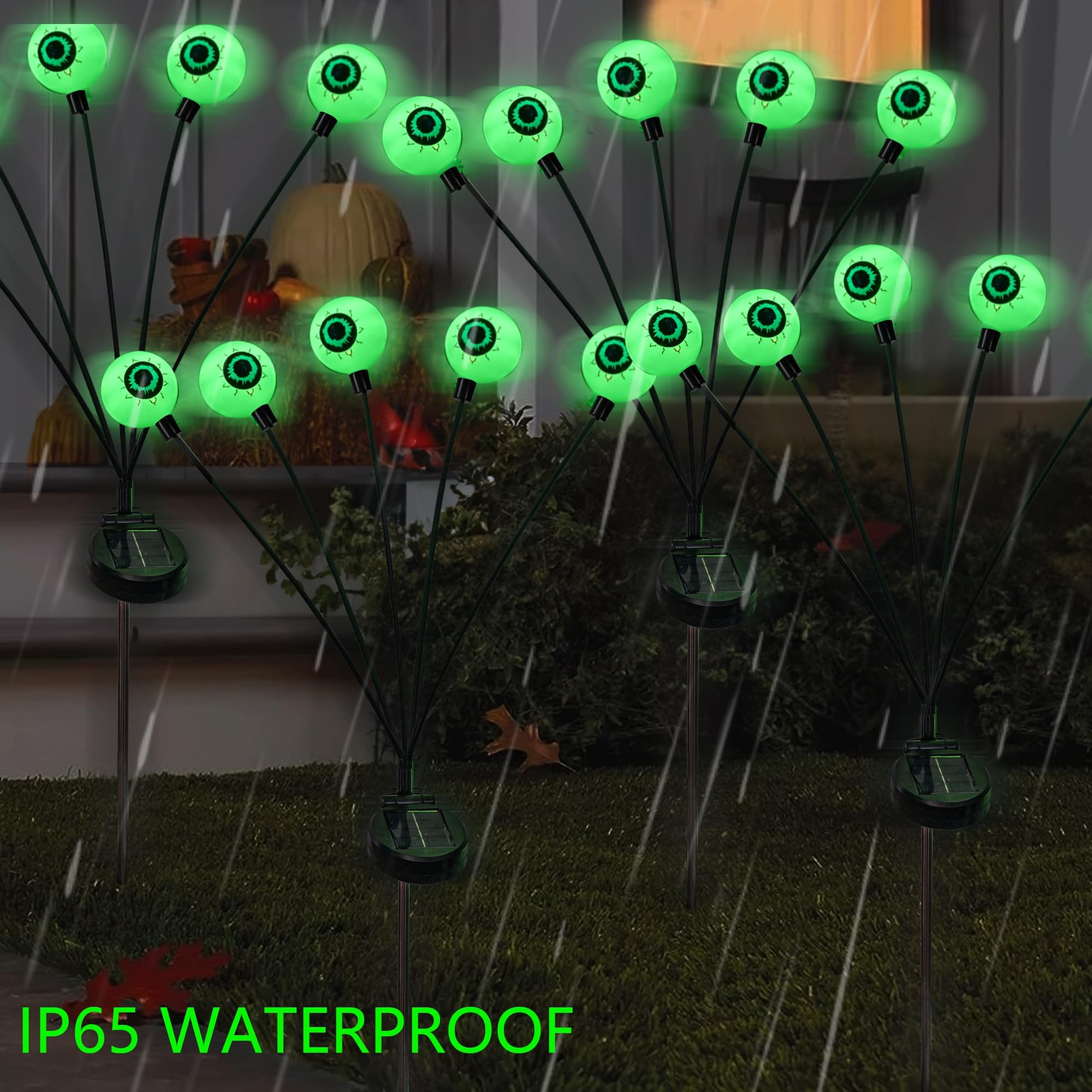 Dazzle Bright Solar Eyeball Pathway Lights, 12LED, Waterproof, 2 Pack, Green, Plastic
