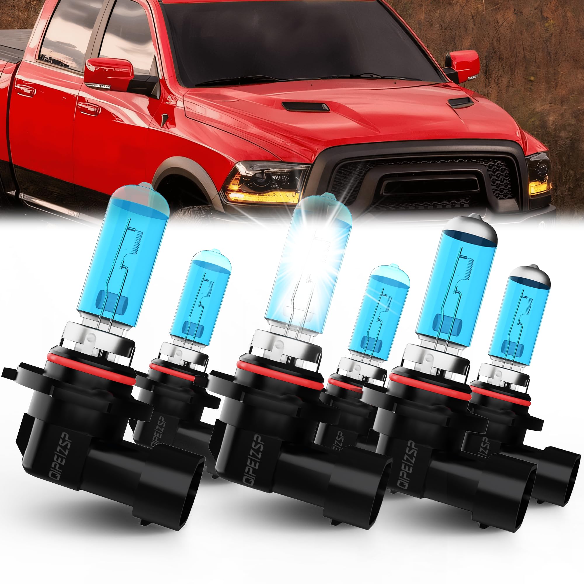 QIPEIZSP compatible with DODGE RAM 1500 2500 3500 With Projector 2016 2017 2018 Lights Headlights Bulbs, 9005/HB3/H10 High Beam