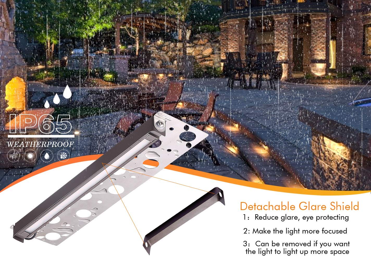 CLOUDY BAY Low Voltage Hardscape Lighting Paver Light, 12 Inch, 12V-15 VAC/DC, IP65 Waterproof, 7W, 2700K Soft White, Aluminum