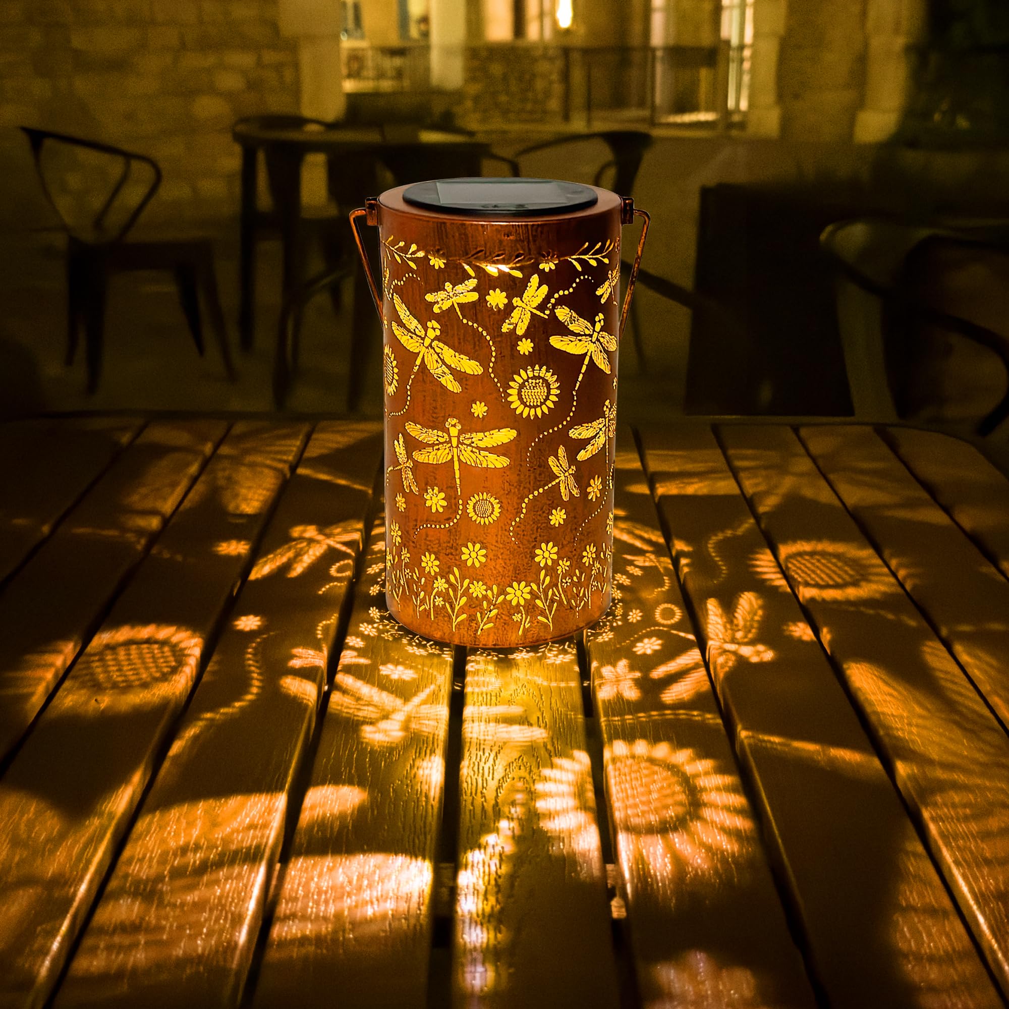 Anytalk Dragonfly Flower Solar Lanterns Outdoor Waterproof, Birthday Gifts For Women Mom Grandma, Hanging Solar Lights For Yard,