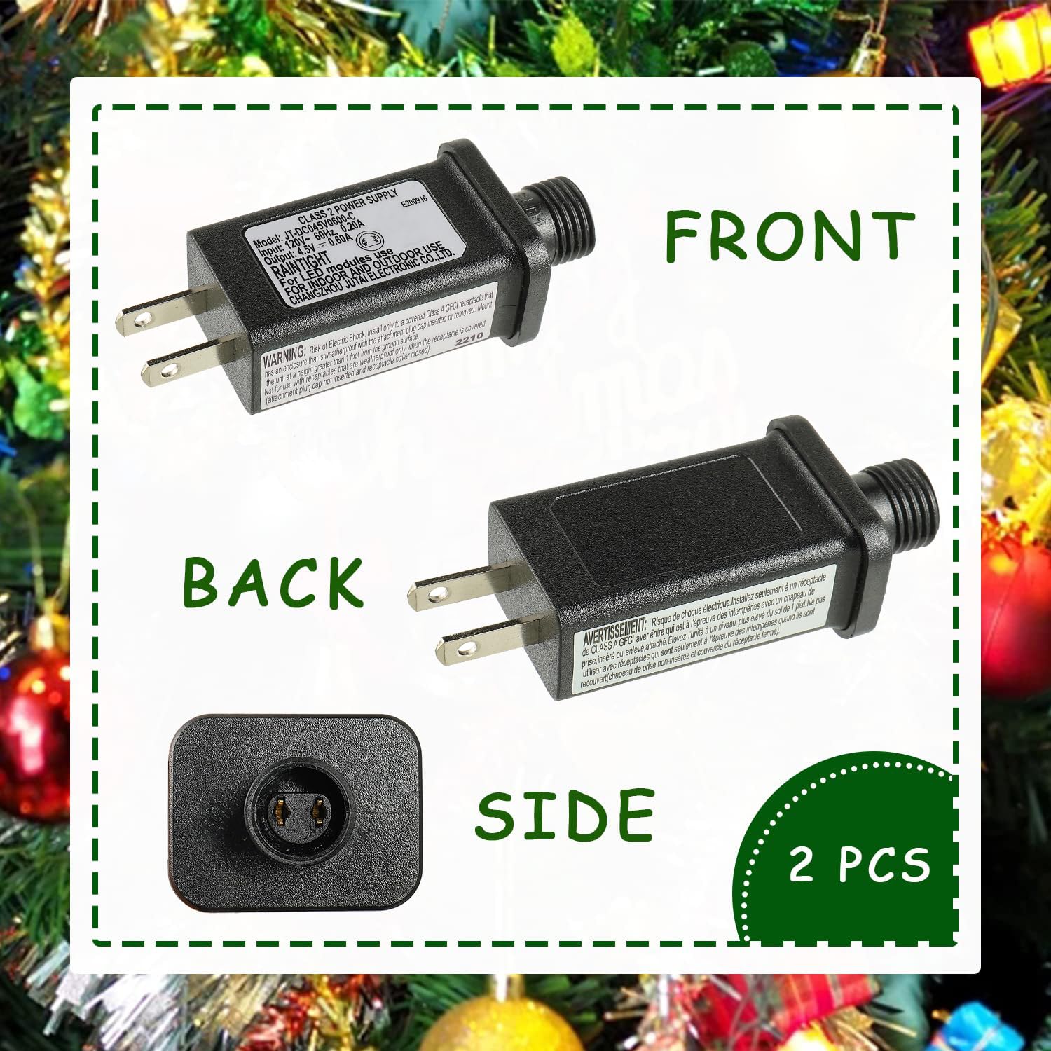 SIGANDG LED Transformer 4.5V 2.7W Power Supply for Christmas Lights, IP44 Waterproof, Black, Model SGD-4.5V2.7W0.6