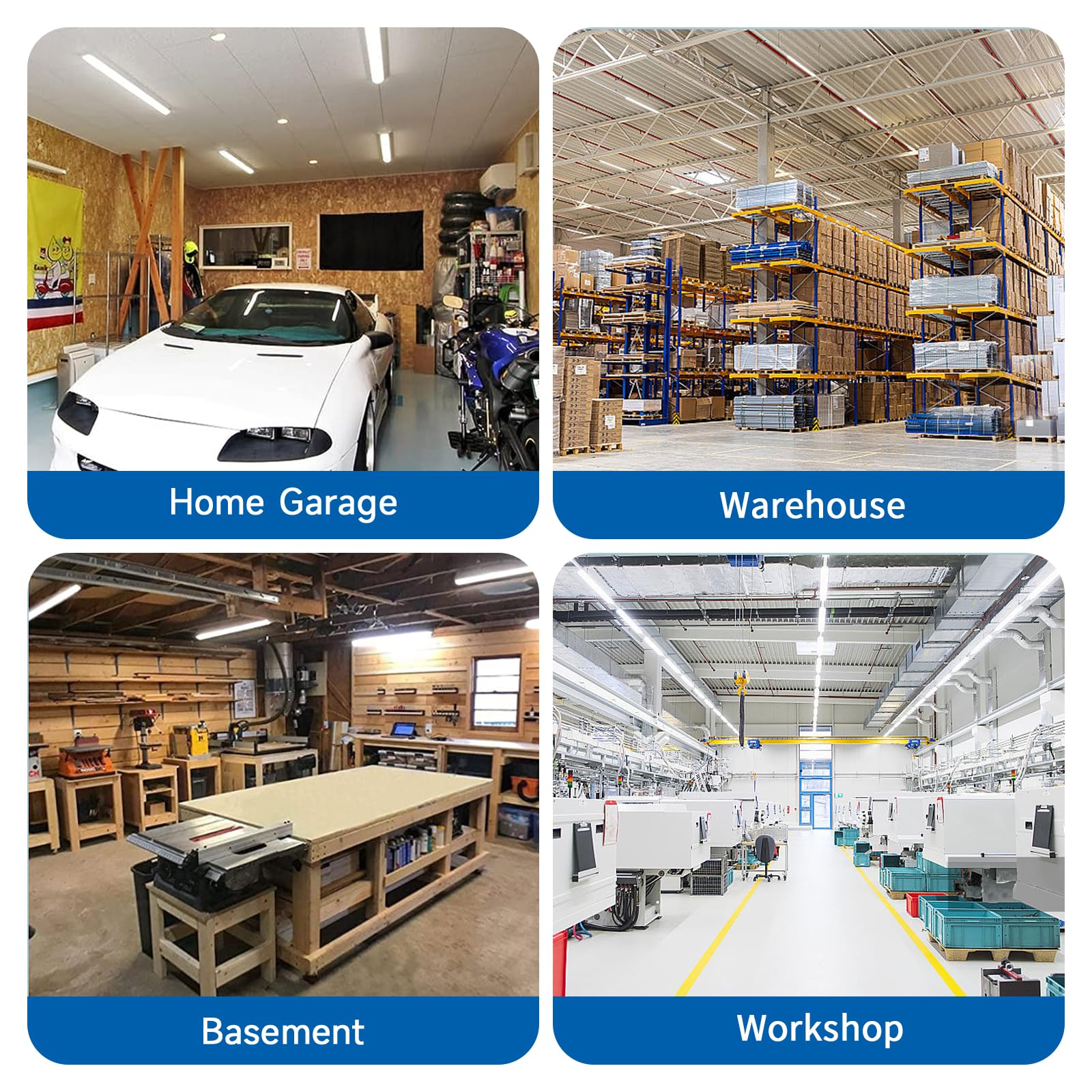 Shinestar 4Ft Led Shop Lights, 40W 5000Lm 5000K Led Shop Light Super Bright 75% Energy-Saving Linkable T8 Light Tube Integrated