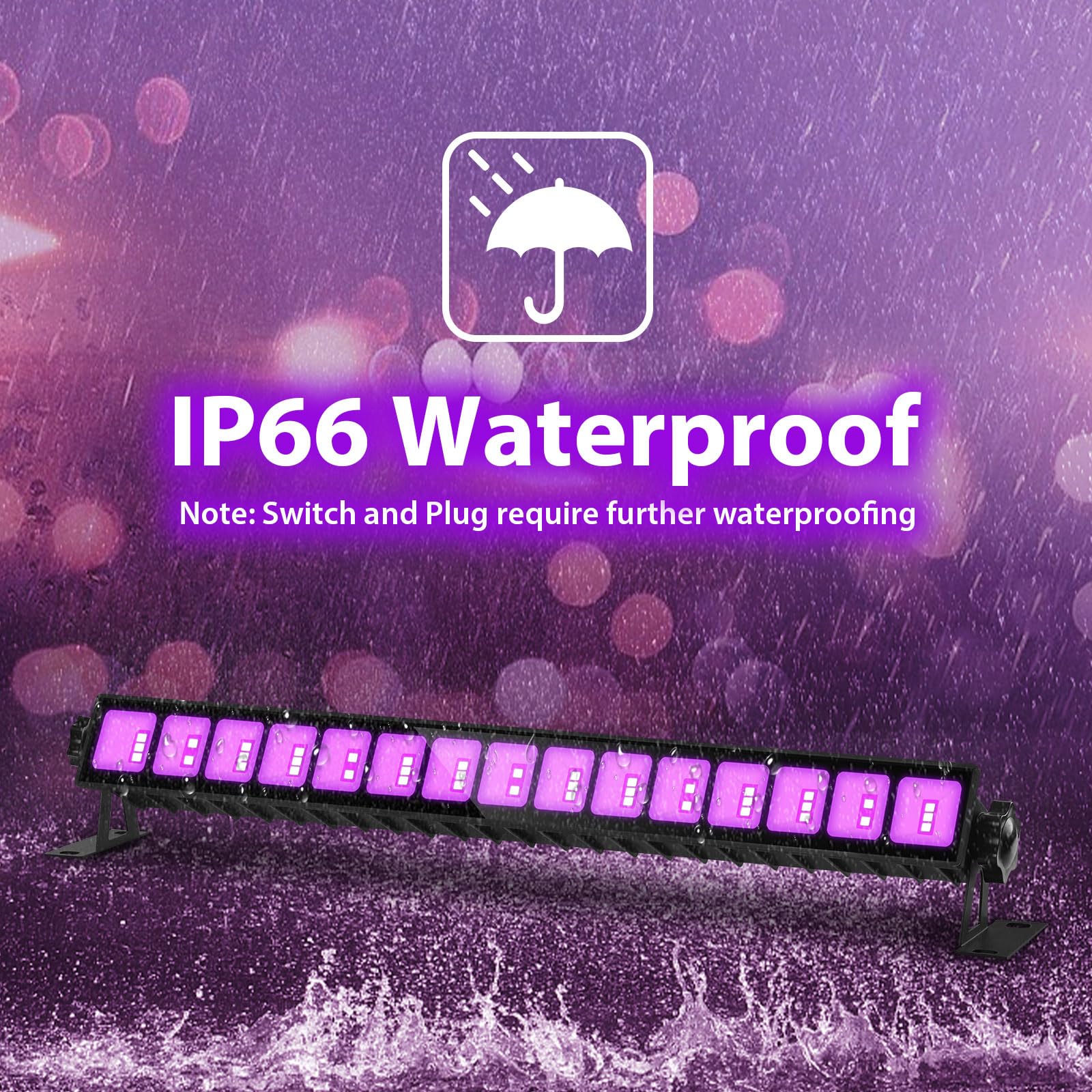 Isuerfy 3 Pack Ip66 Waterproof 36W Black Light Bar - Fluorescent Party & Game Room Lighting