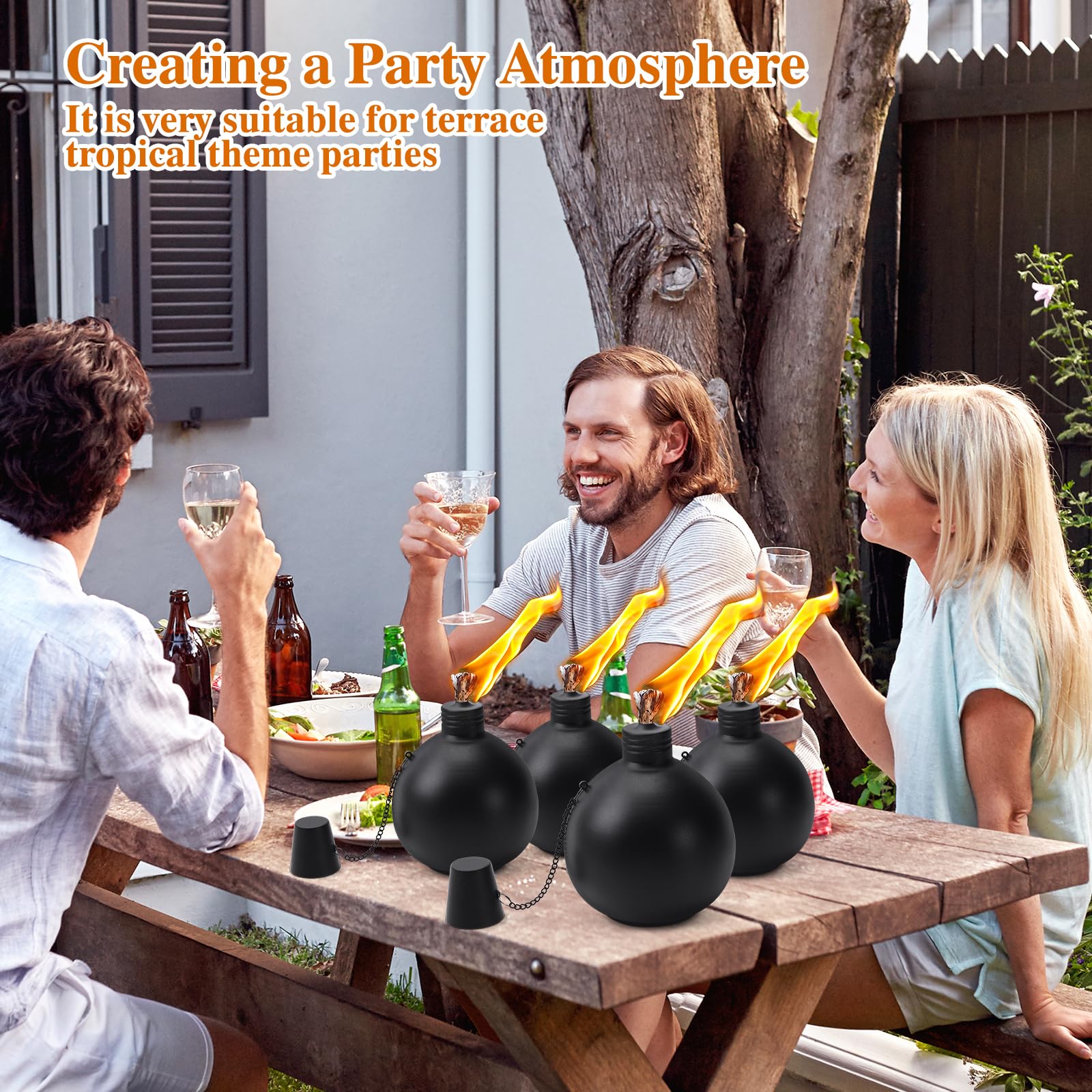 Mqkiwao 6 Pack Citronella Tabletop Torches  25 Oz Table Top Torches For Outdoor  Metal Oil Burner Candles  Garden Torches With Fiberglass Wick For Yard  Patio  Deck  Garden  Party  Landscape.
