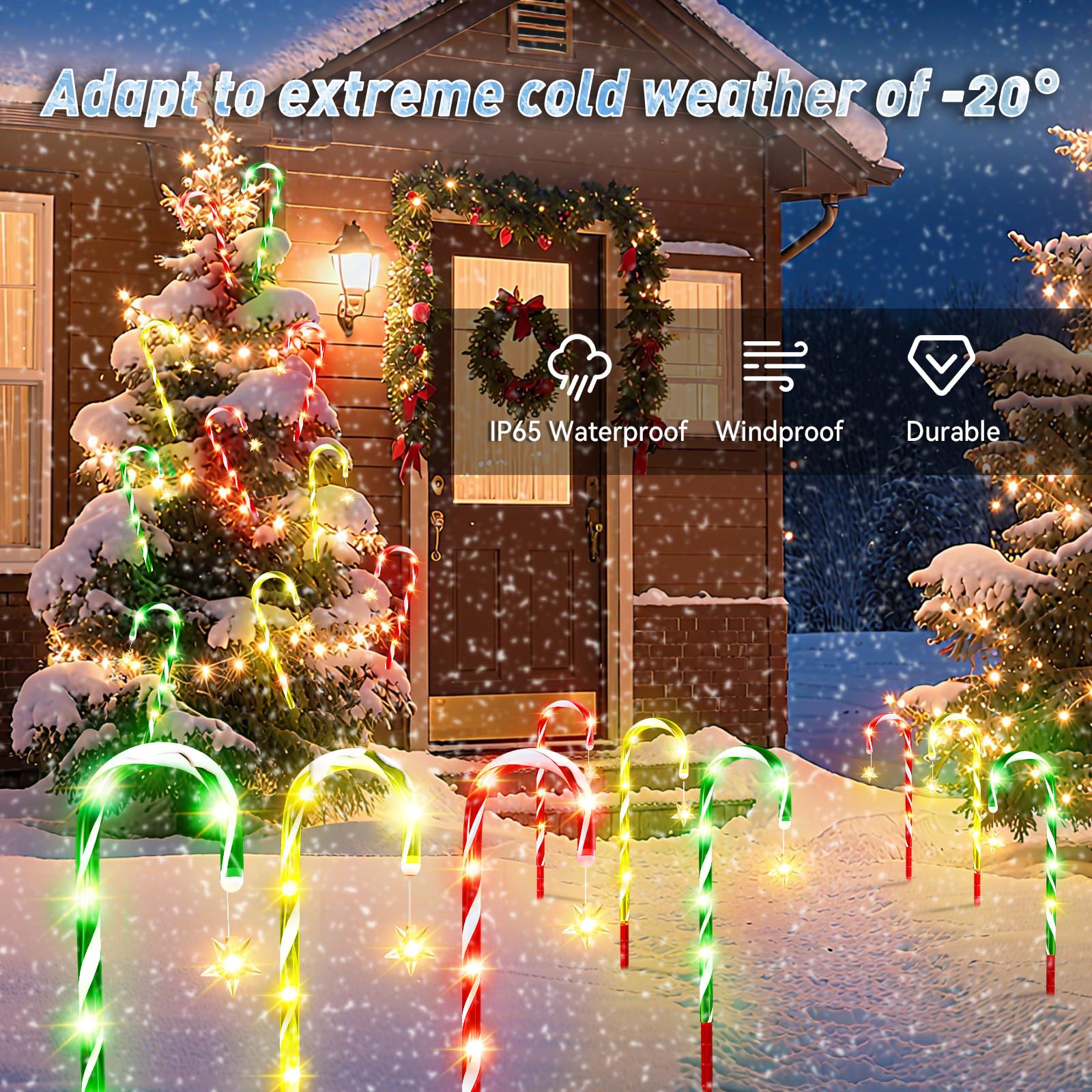 2025 Upgraded Christmas Decorations Outdoor Solar Candy Cane Lights  10 Modes Waterproof Solar Christmas Pathway Lights With Usb Charge  28 Ft 72 Leds Outdoor Xmas Decor For Yard Lawn Porch Holiday
