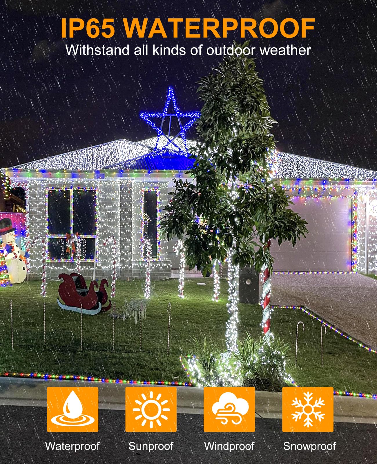 Xmasbokeh White Christmas Lights Outdoor  80Ft 240 Led Christmas Tree Lights Waterproof Plug In  8 Modes Connectable Christmas Decorations Green Wire For Indoor Patio Tree Garden Holiday