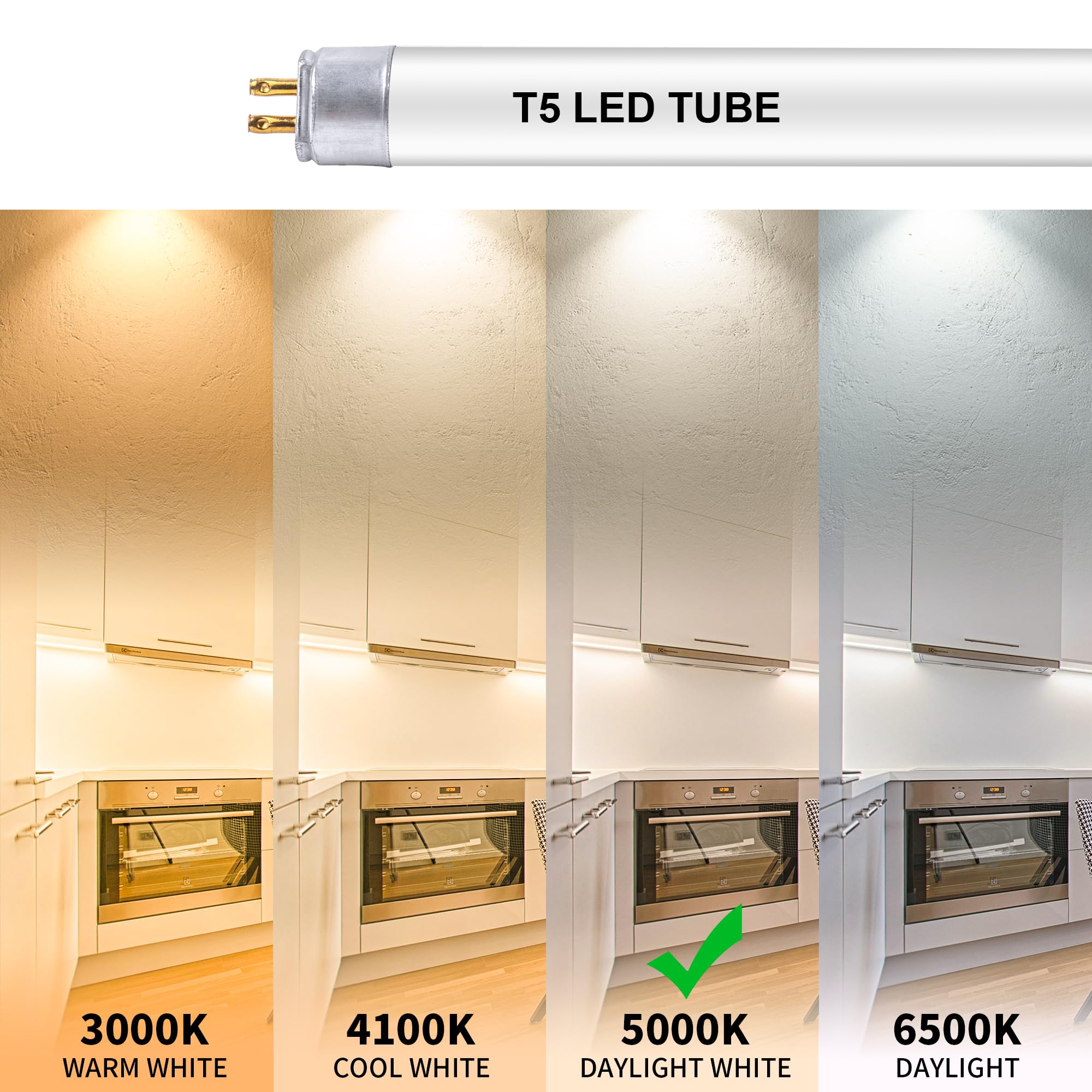 Wesome Lighting T5 LED Replacement Bulbs, 9W, 5000K Daylight White, 4 Pack