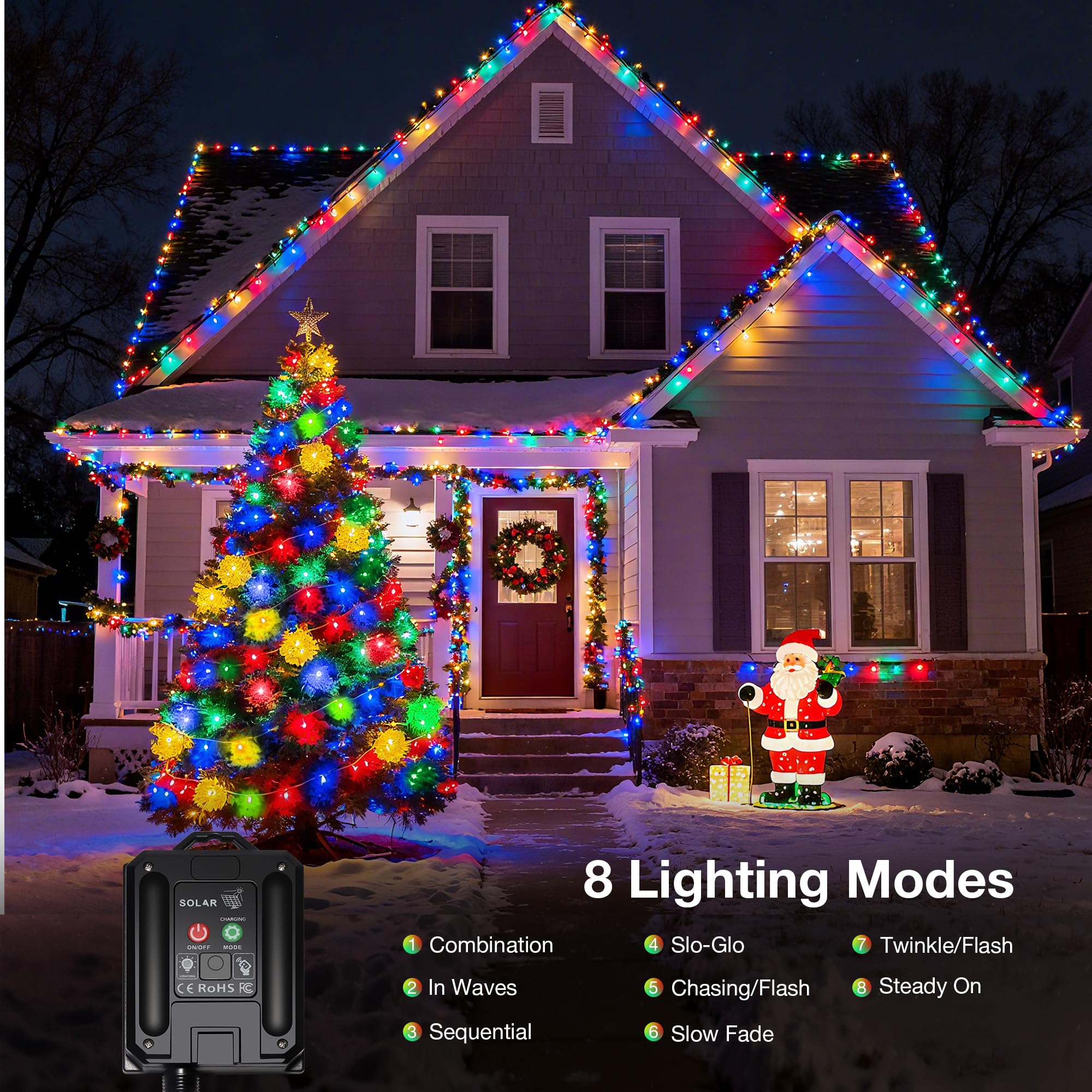 Banbanjo Solar Christmas Lights Outdoor 72Ft 200 Led Solar String Lights With 8 Modes  Waterproof Christmas String Light For Patio Garden Party Tree Proch  ding Holiday Xmas Decorations(Multicolor)