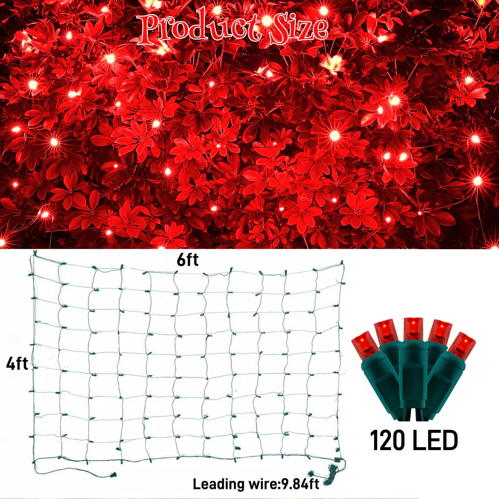 Meteds Led Christmas Net Lights Outdoor,120 Led 6Ftx4Ft Connectable Waterptoof Christmas Mesh Lights For Bushes Fence Tree Shrub
