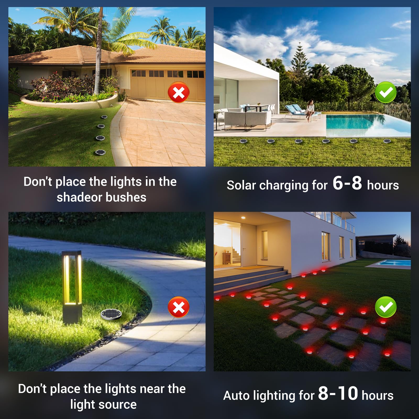 Peasur Solar Ground Lights Outdoor  12 Pack Flat Solar Powered Disc Lights  Ip68 Waterproof  Anti-Rust  Landscape Lighting For Pathway Garden Yard Lawn Walkway Landscape Driveway  Red