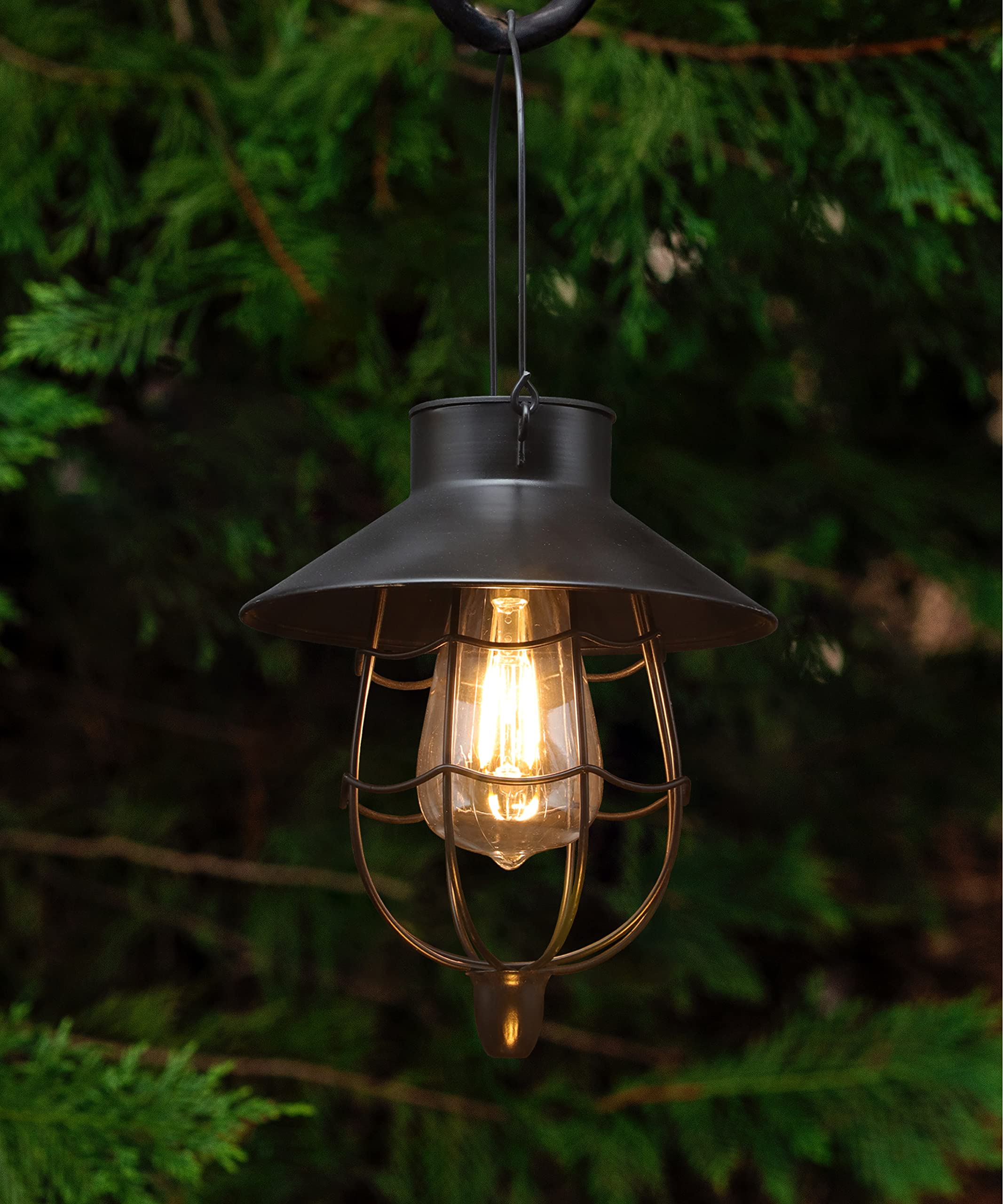 YAKii 2 Pack Solar Lantern Hanging Waterproof Outdoor Metal Solar Lamp with Warm White Light Decorate for Yard Garden Pathway Pa