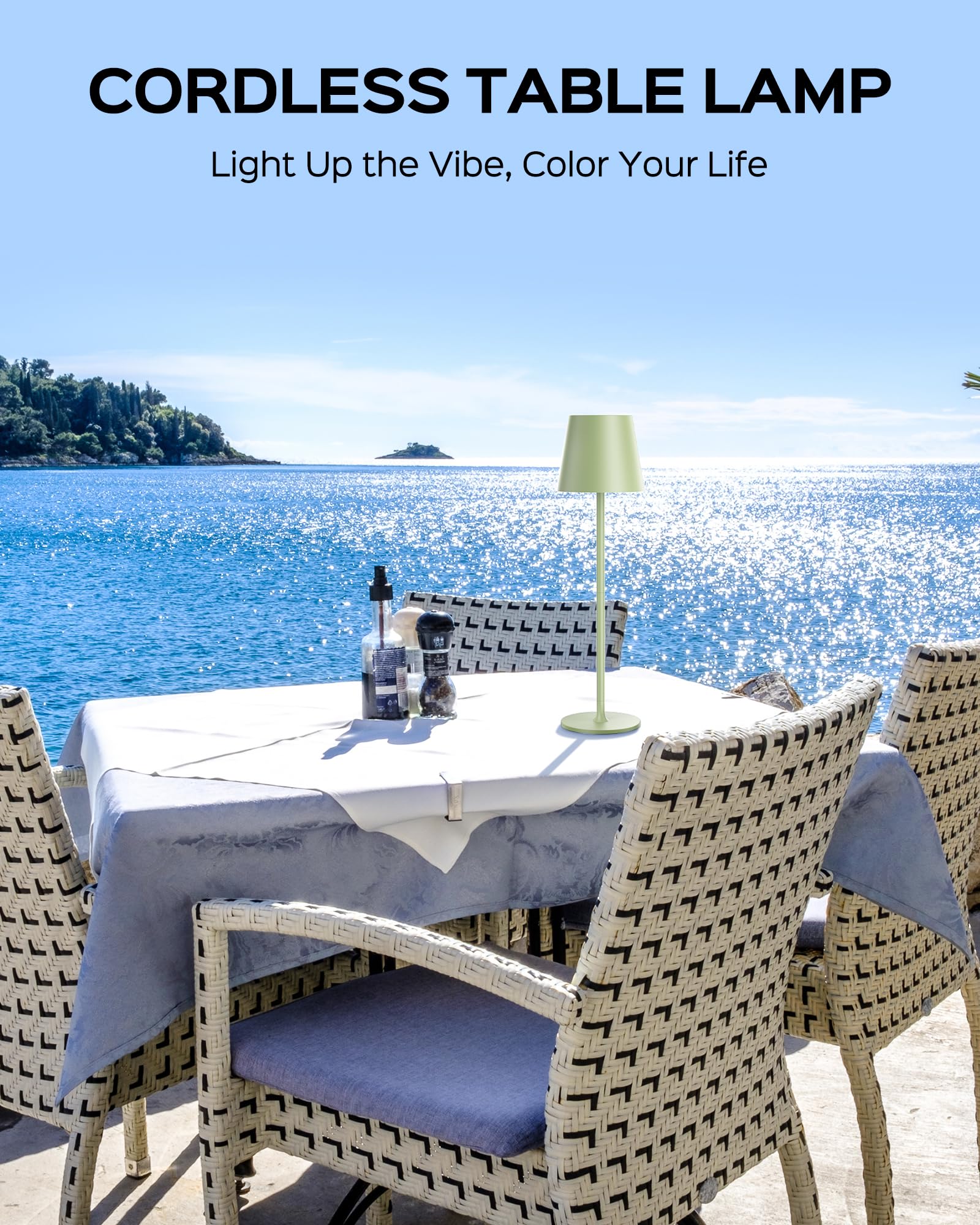 Cordless Table Lamps Rechargeable, 3 Adjustable Height, 5000Mah Battery Operated, 3 Colors Smooth Dimming, Portable Led Waterpro