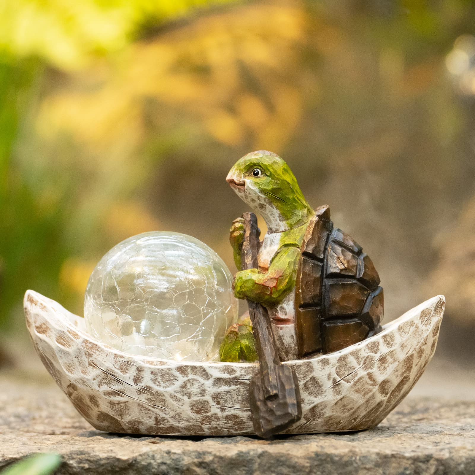 Rezpuao Garden Statue Of Turtle,Garden Decor Turtle Figurine,Turtle Outdoor Statue,Solar Turtle Decor For Patio,Balcony,Yard,Law