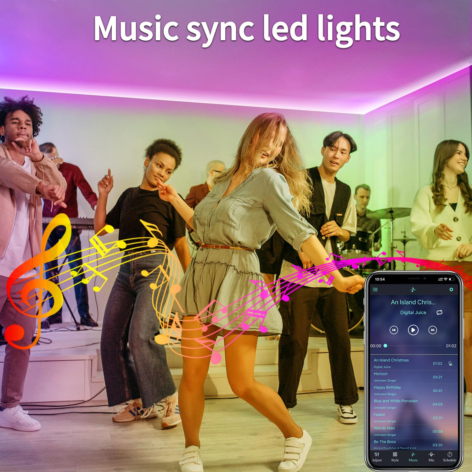 vimeepro LED Strip Lights, 66ft Waterproof RGB Lights with Remote & App Control, Model vimeepro-ledFS5M01