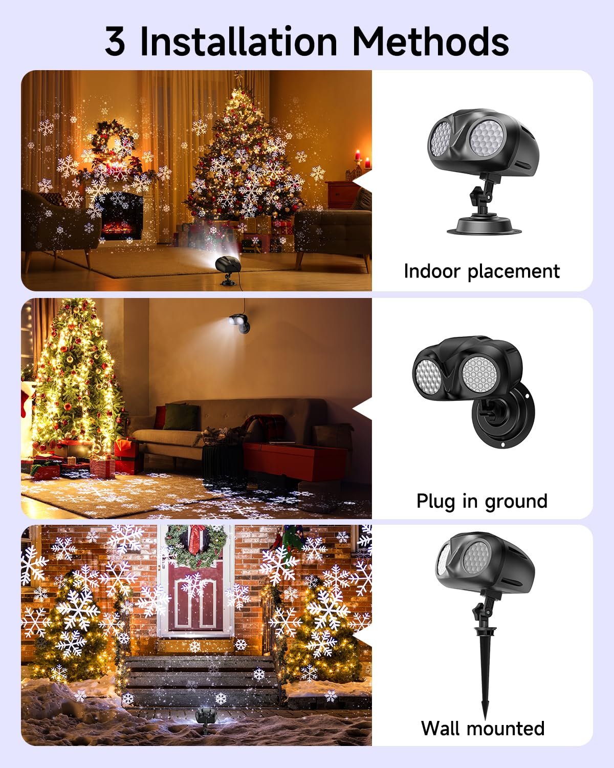 Double Head Christmas Snowflake Outdoor Projection Light,Waterproof Christmas Lights, 180Rotation Christmas Lights Outdoor, Suit