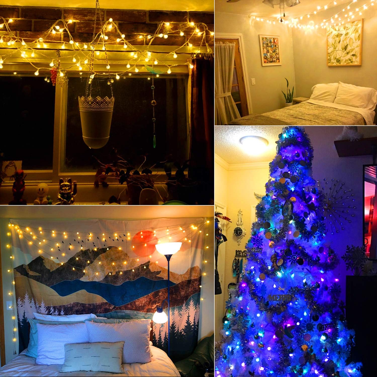 Minetom Globe String Lights - 33 ft, 100 LED, Copper, Waterproof, Remote & Timer, Warm White & Multicolor