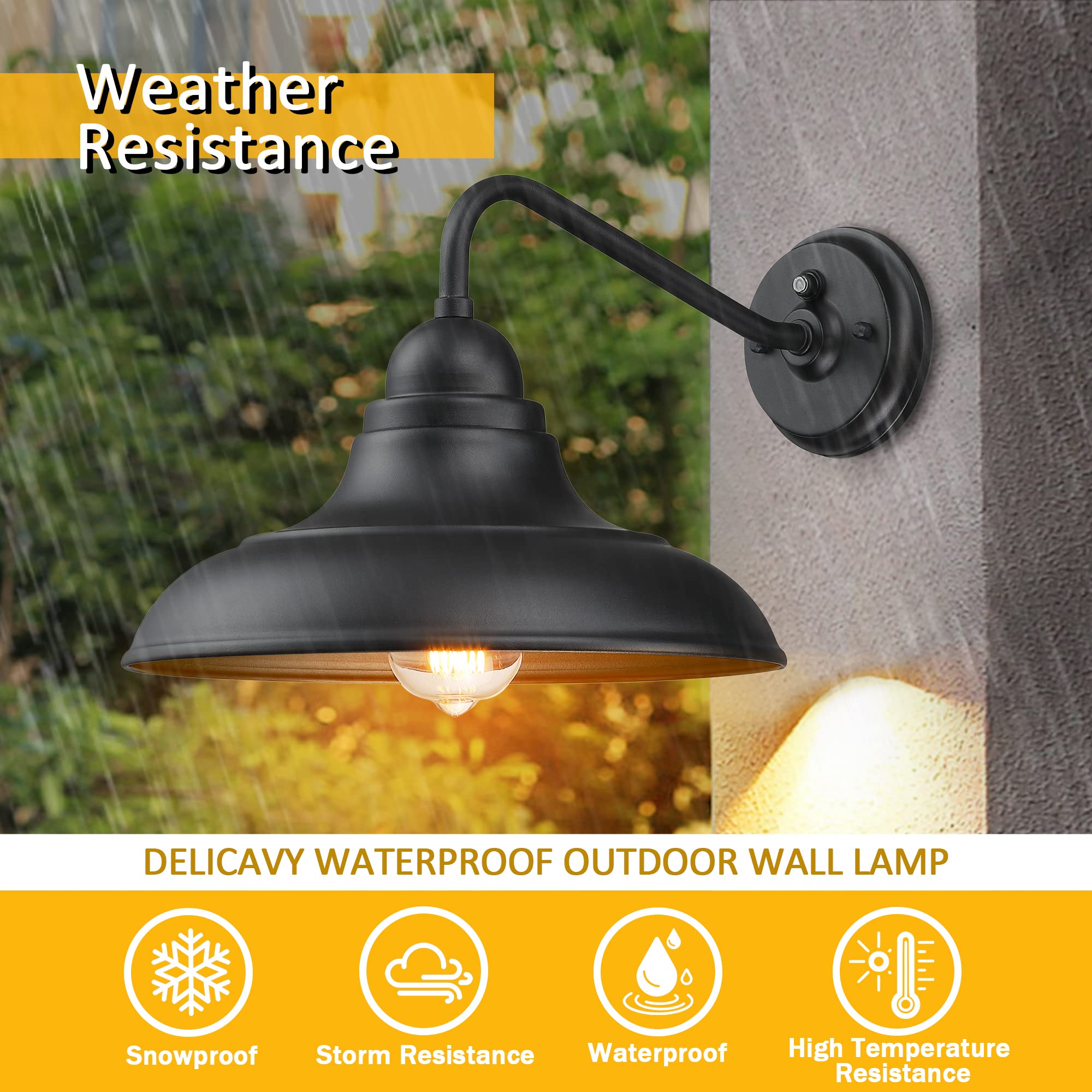 PTRWOROA Outdoor Wall Sconce, 12in Dusk to Dawn Barn Light, Metal, 1 Pack