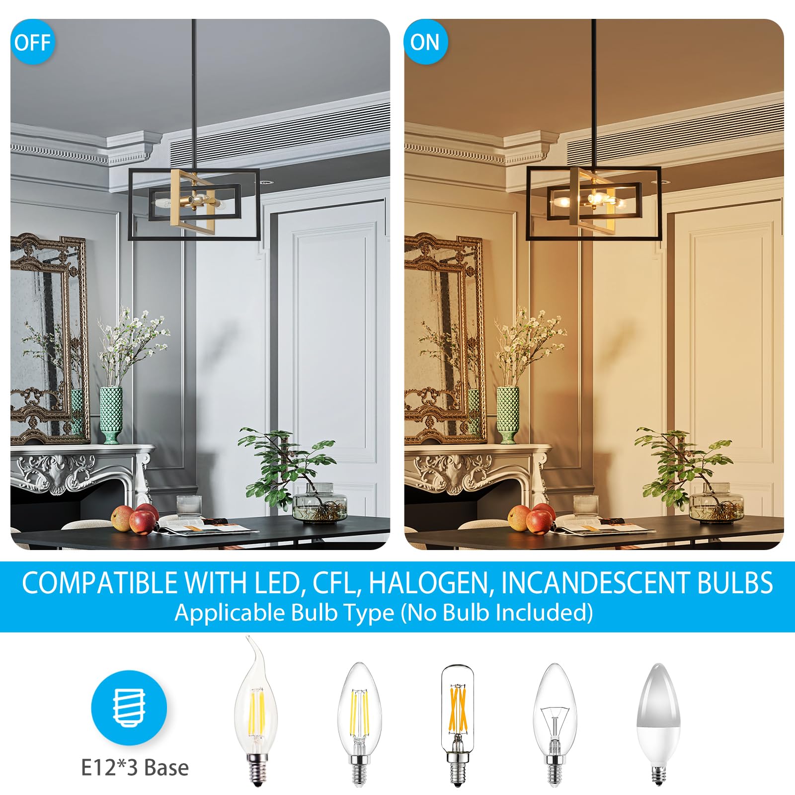 Xingqi Modern Chandelier Farmhouse Pendant Lighting Fixtures Semi Flush Mount Ceiling Lights For Dining Room Bedroom Living Room