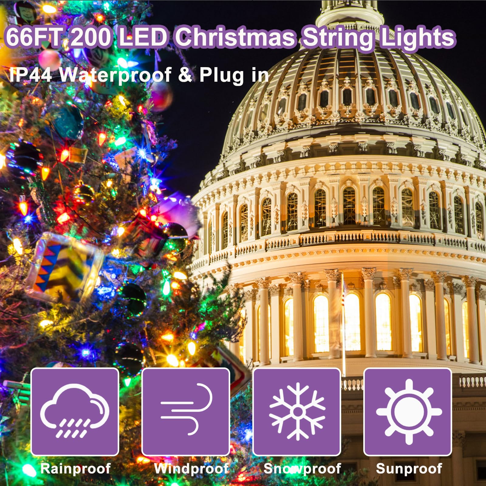Varmepals 200Led Easter Decorations Colorful String Lights,Extra-Long 76Ft Easter Lights Waterproof 8 Modes,Dimmable Spring Ligh