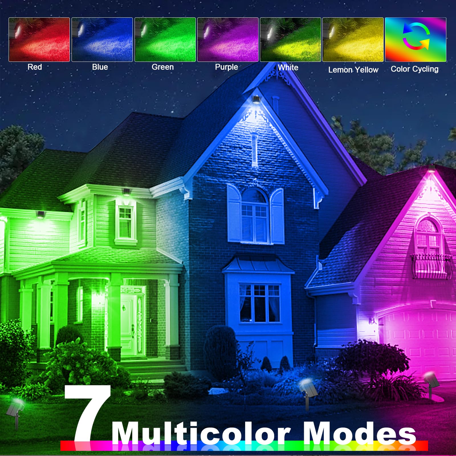 LANSOW Solar Spot Lights Outdoor, 8 Pack Color Changing, Waterproof Landscape Lighting for Yard Garden Pathway