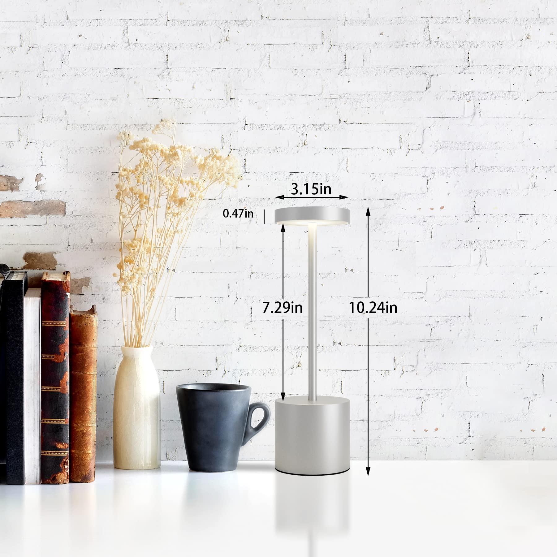 Tbbga Cordless Table Lamps Set Of 2, 5000Mah Rechargeable Battery Powered Lamp, 3 Color Stepless Dimming Led Table Lamp, Portabl