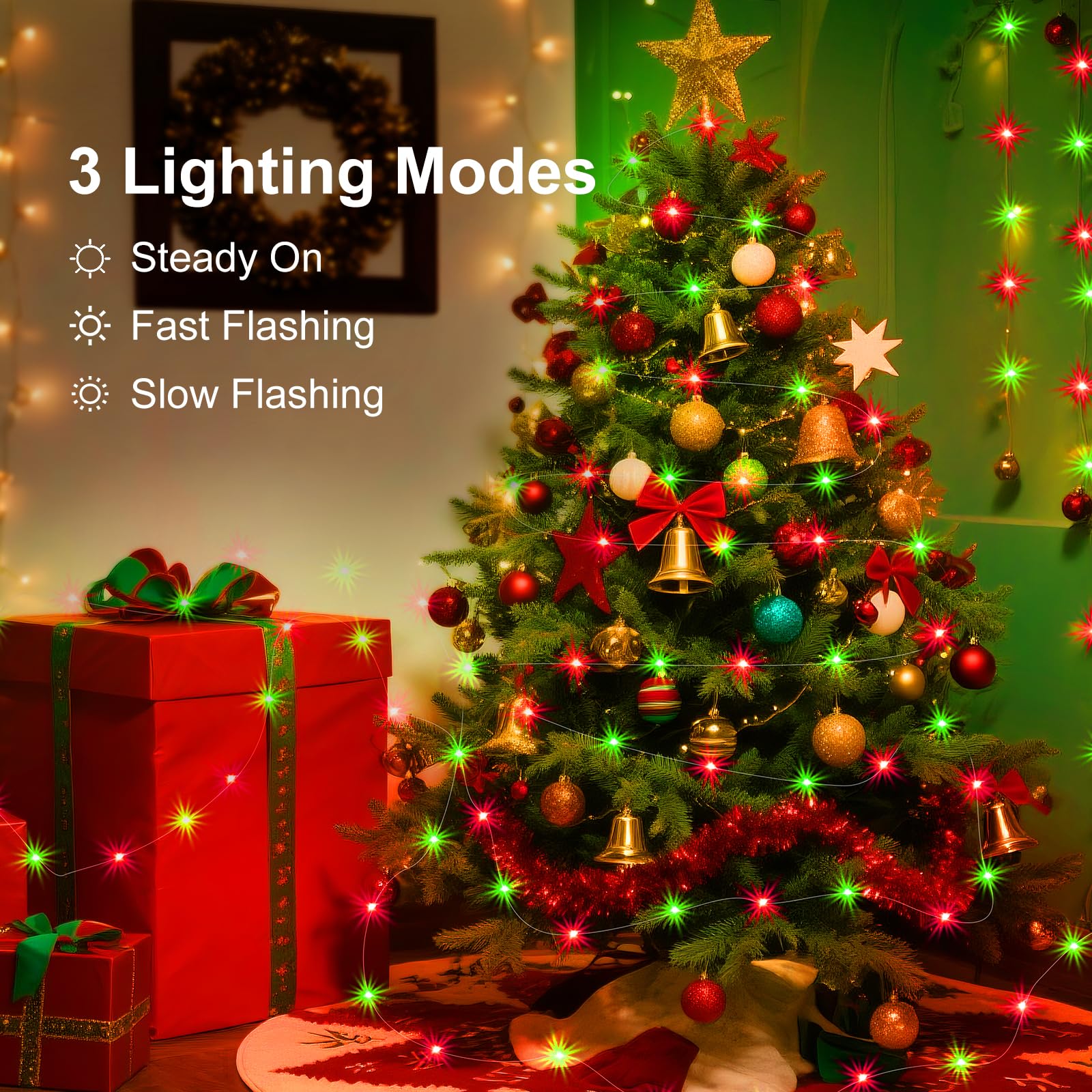 Zgwj 8 Pack Christmas Fairy Lights Battery Operated  7Ft 20Led Mini Fairy String Lights Silver Wire 3 Modes Waterproof For Christmas Tree Diy  Parties  Bedroom Decorations Red&Green