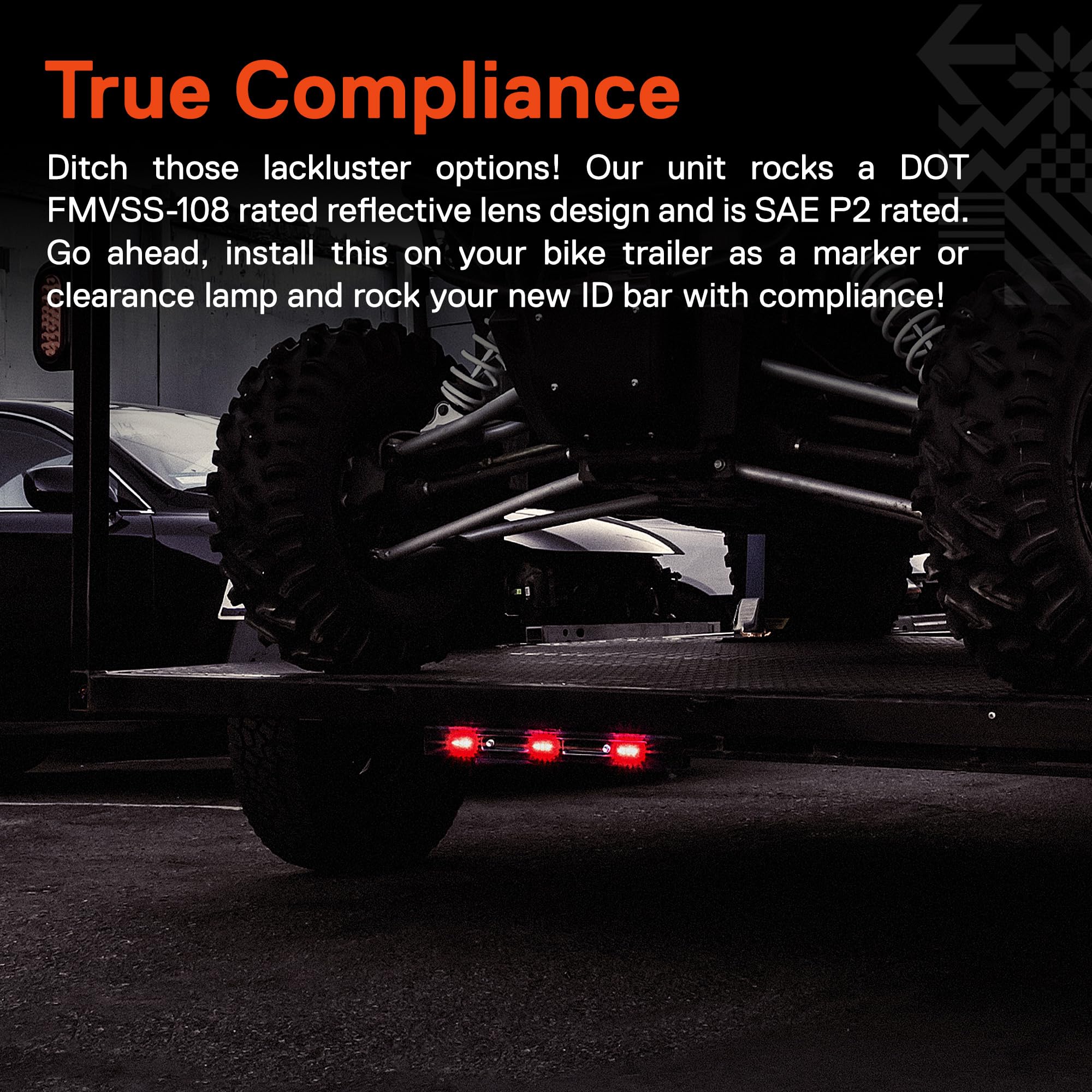 True Mods 15'' Led 3 Red Trailer Light Bar [Dot Fmvss 108] [Sae P2] [Ip67 Submersible] Sealed Identification Running Marker Clea